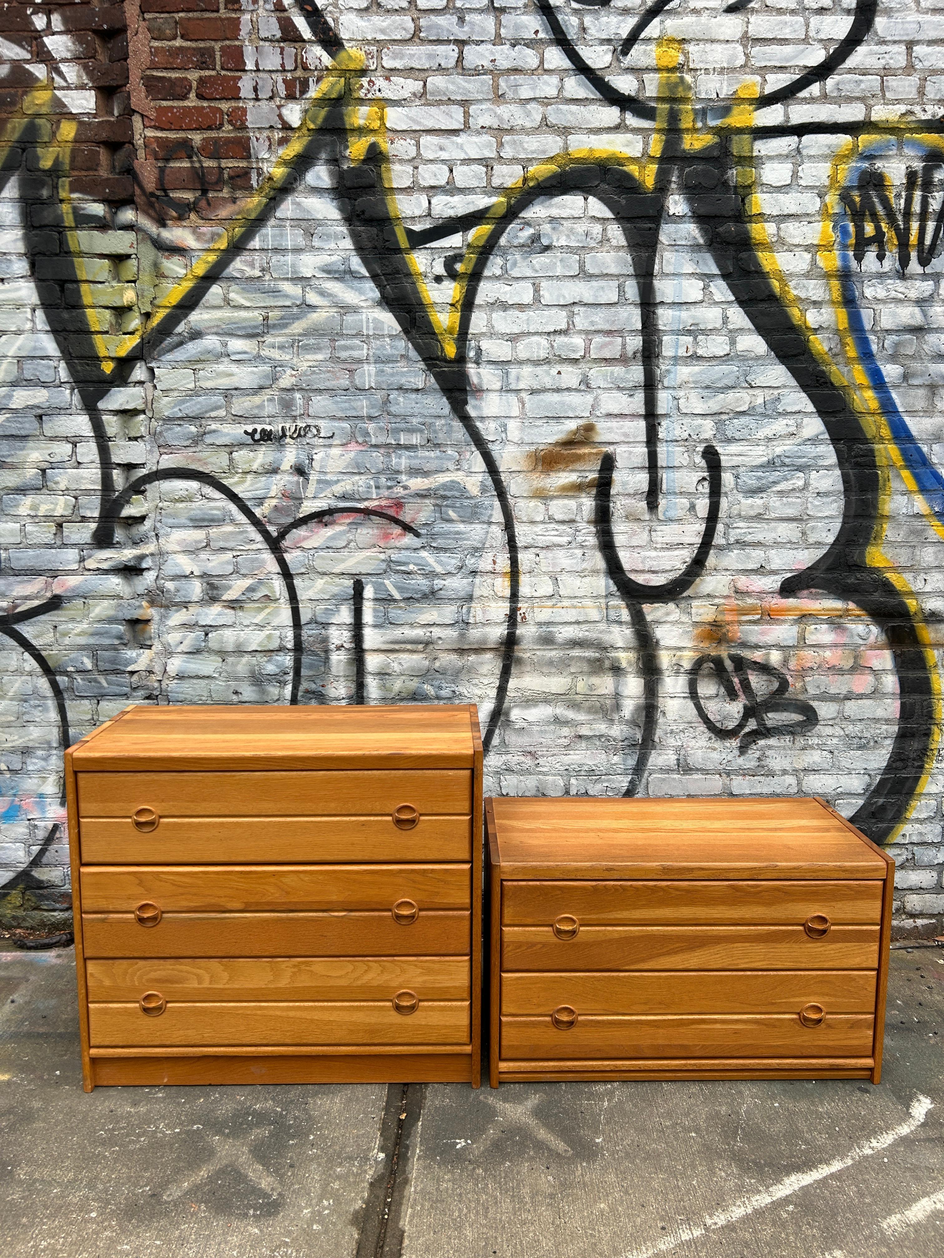 Late 20th Century Mid-Century Danish Modern tall solid Oak 5 Drawer dresser Denmark