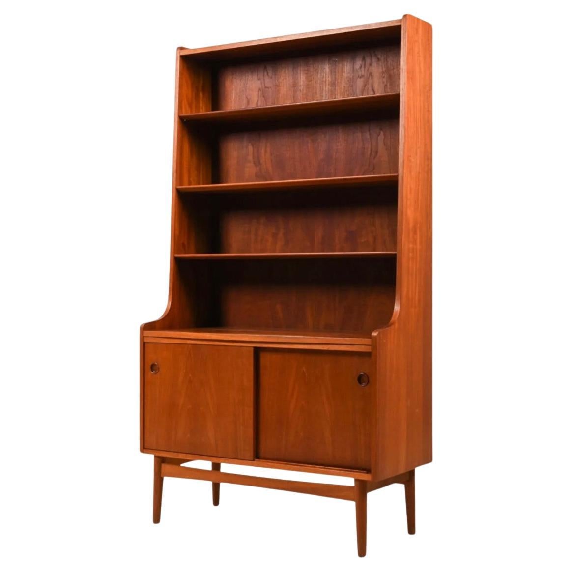 Mid-Century Modern Mid Century Danish Modern Tall Teak bookcase with lower credenza For Sale