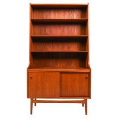 Used Mid Century Danish Modern Tall Teak bookcase with lower credenza