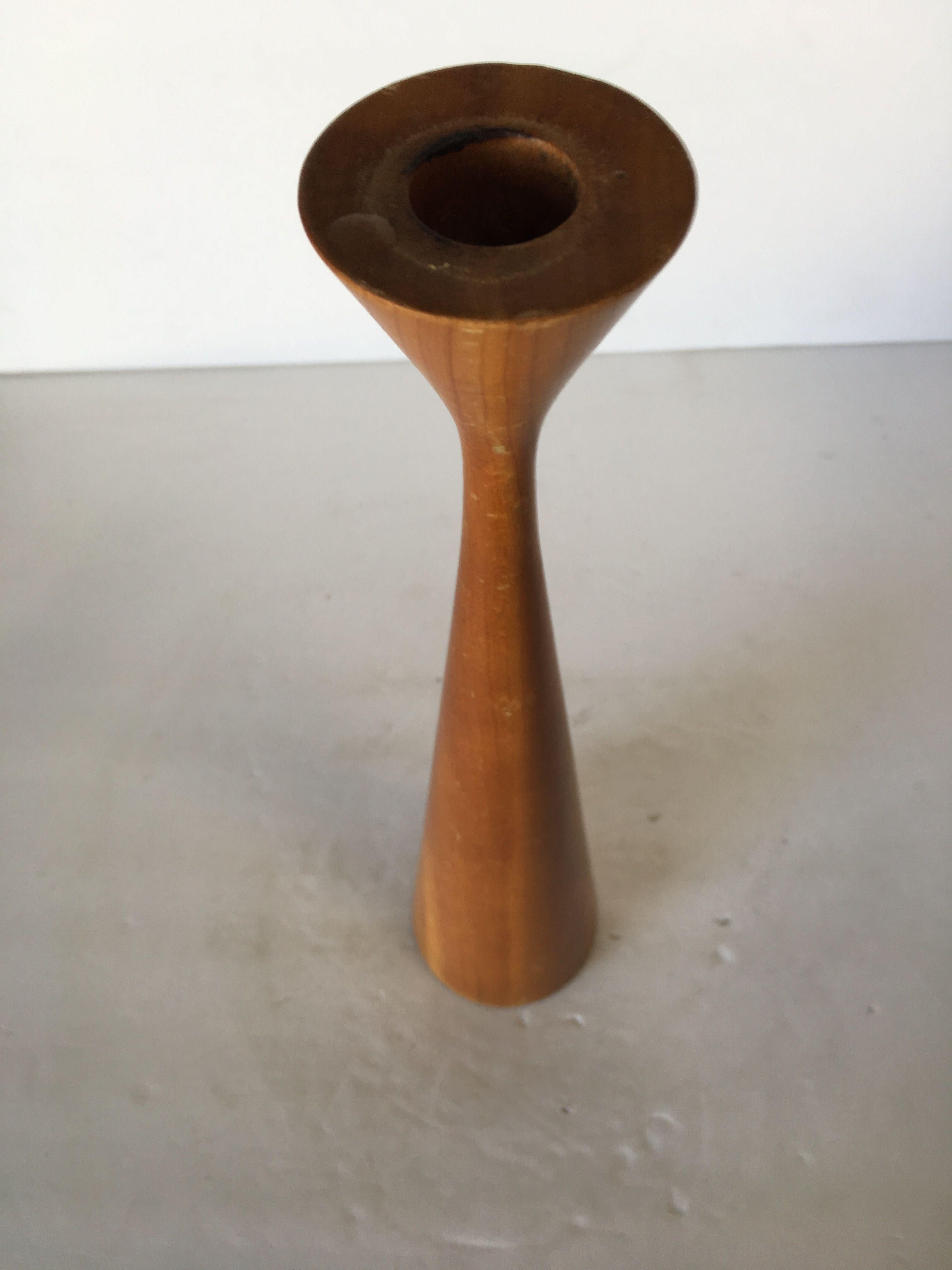 Mid-Century Modern Mid-Century Danish Modern Tall Teak Candlestick Holder by Rude Osolnik, Pair