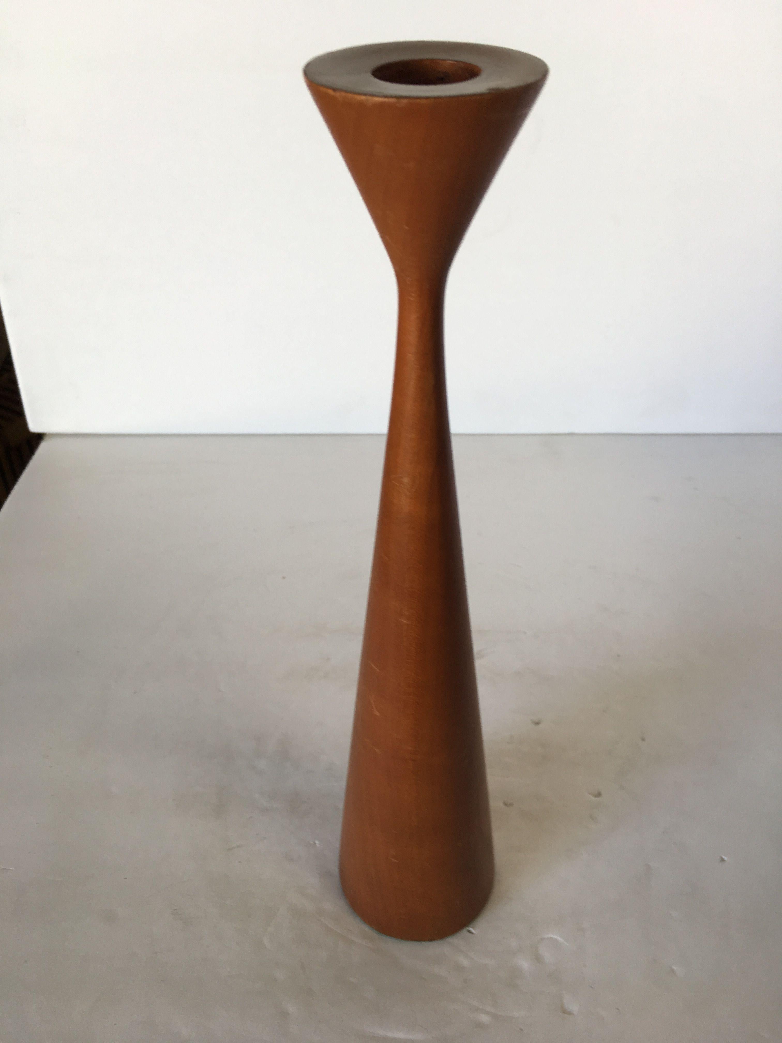 Mid-Century Danish Modern Tall Teak Candlestick Holder by Rude Osolnik, Pair 1