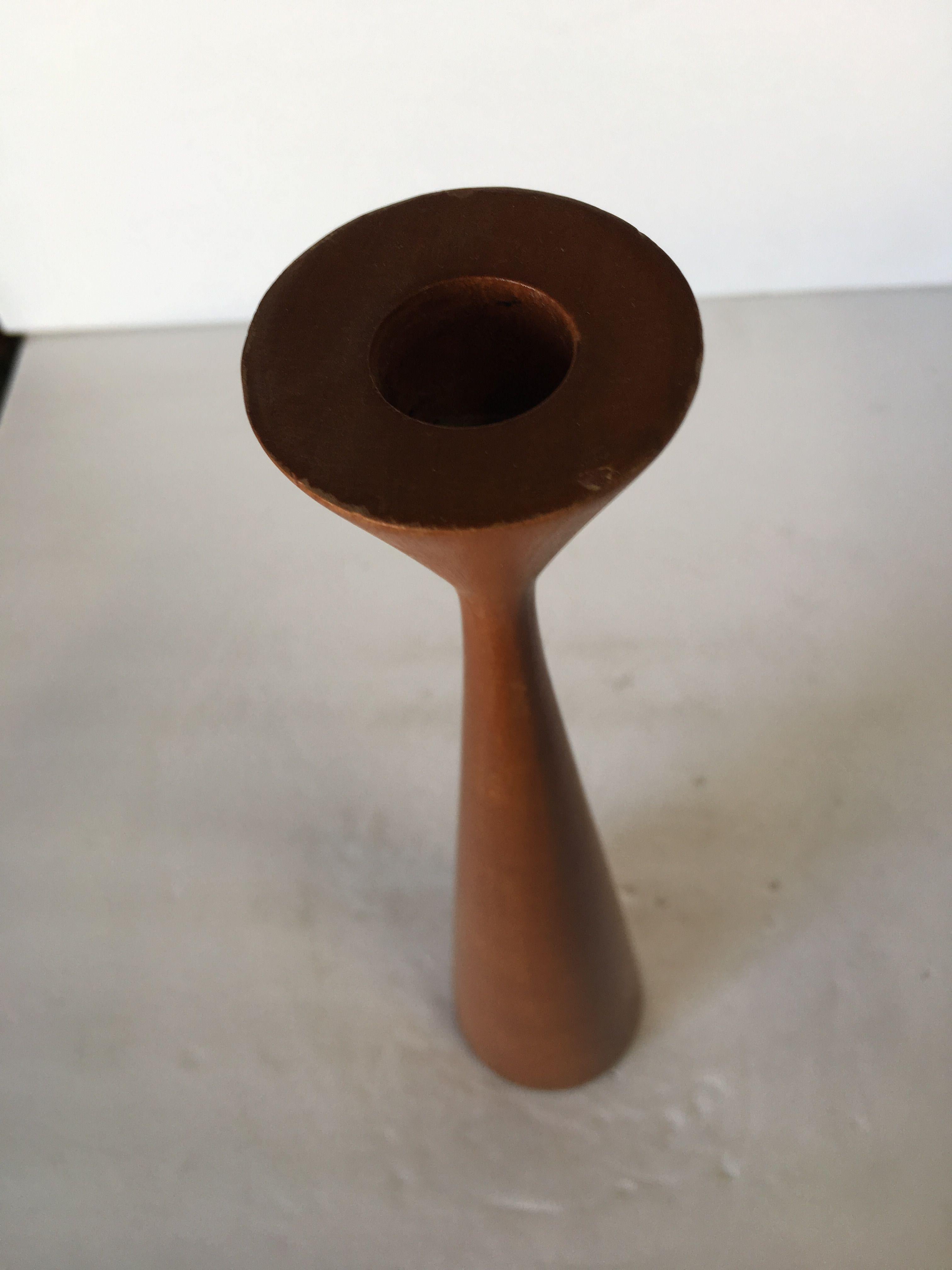 Mid-Century Danish Modern Tall Teak Candlestick Holder by Rude Osolnik, Pair 2