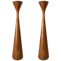 Mid-Century Danish Modern Tall Teak Candlestick Holder by Rude Osolnik, Pair