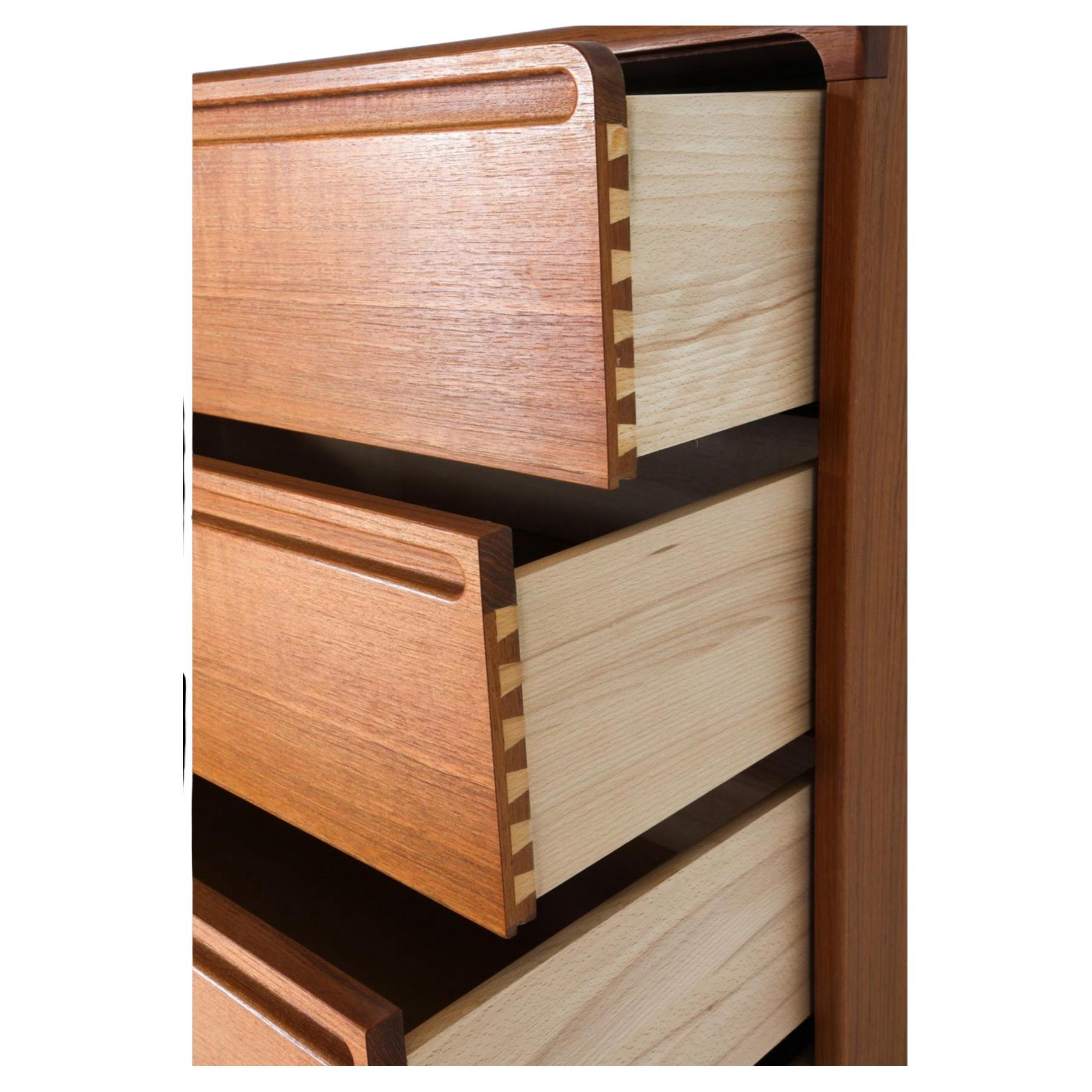 Woodwork Mid century danish modern tall teak dresser by Nils Johnson