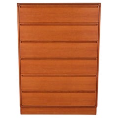 Mid century danish modern tall teak dresser by Nils Johnson