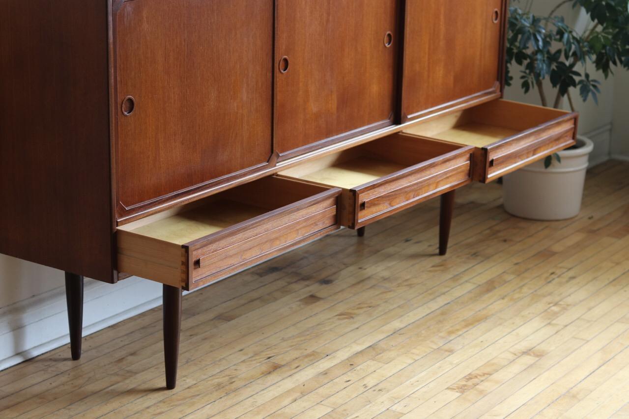 Midcentury Danish Modern Tall Teakwood Sideboard 7