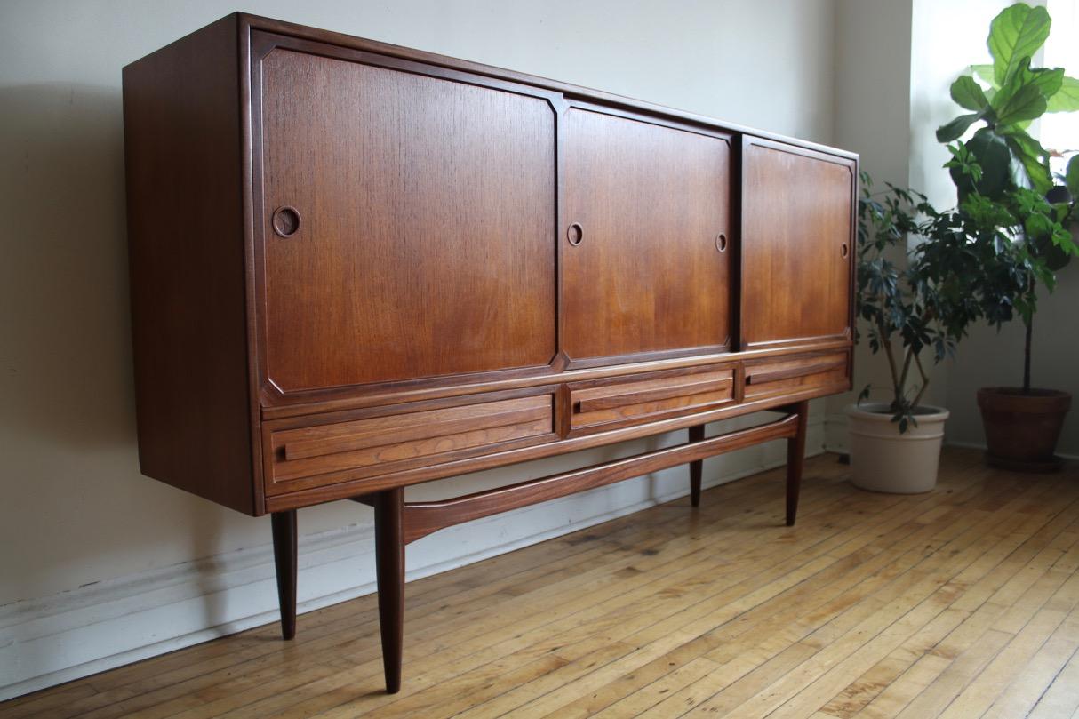 Midcentury Danish Modern Tall Teakwood Sideboard 14