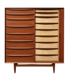 Mid century Danish modern tall wide Teak Dresser by Falster