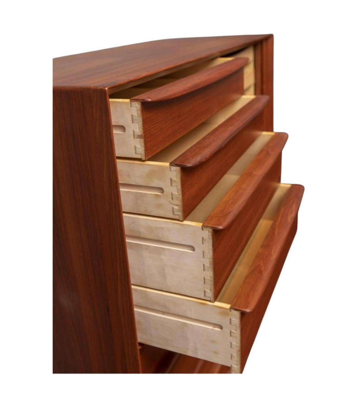 Mid-Century Modern Mid century Danish modern tall wide Teak Dresser by Falster