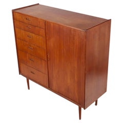 Mid century Danish modern tall wide Teak Dresser by Falster with Tambour door