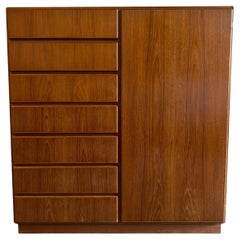 Mid century Danish modern tall wide Teak Dresser Wardrobe Clean