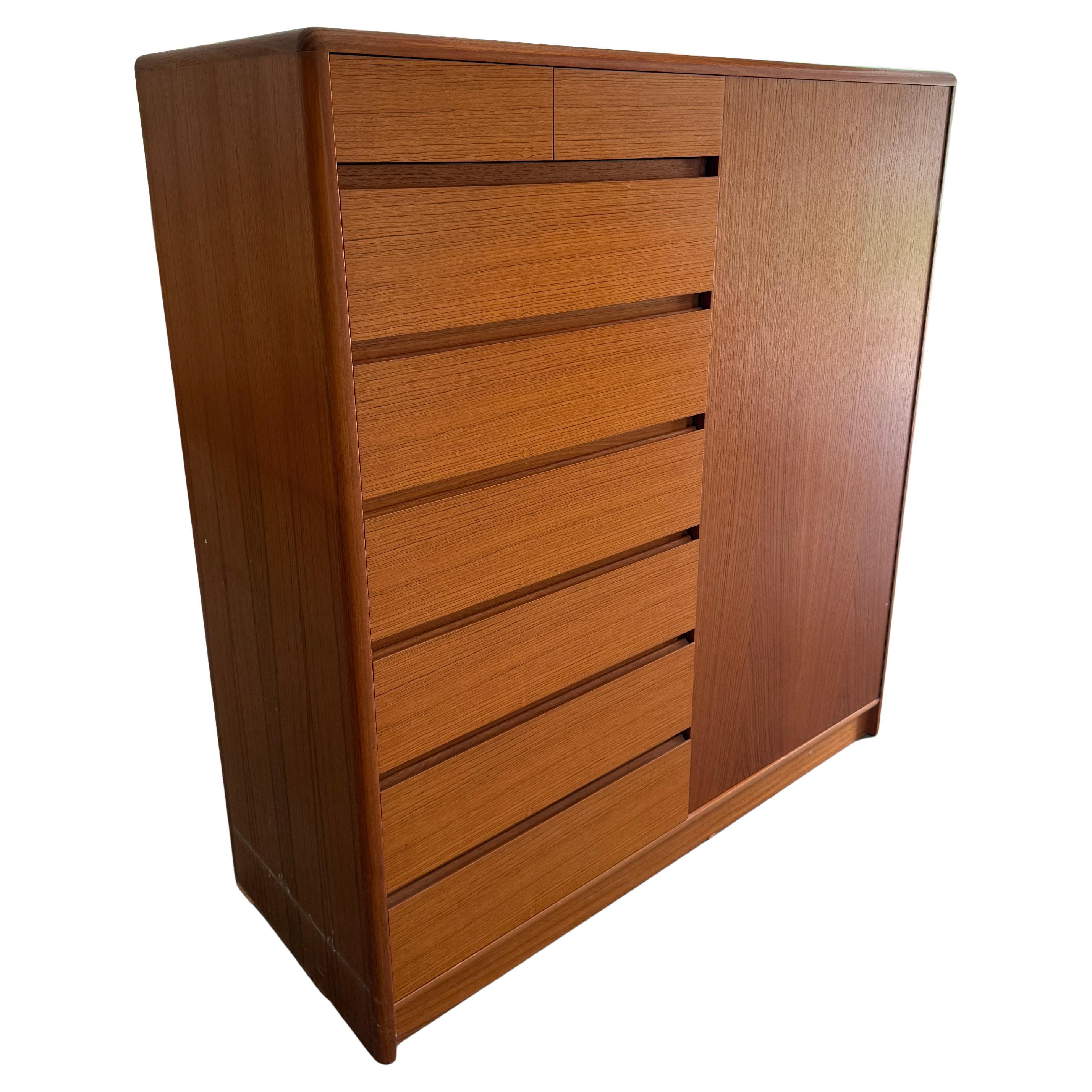 Mid-Century Modern Mid century Danish modern tall wide Teak Dresser Wardrobe Clean Nordisk For Sale