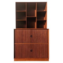 Vintage Mid Century Danish Modern Tambour Door Cabinet by Hvidt & Molgaard