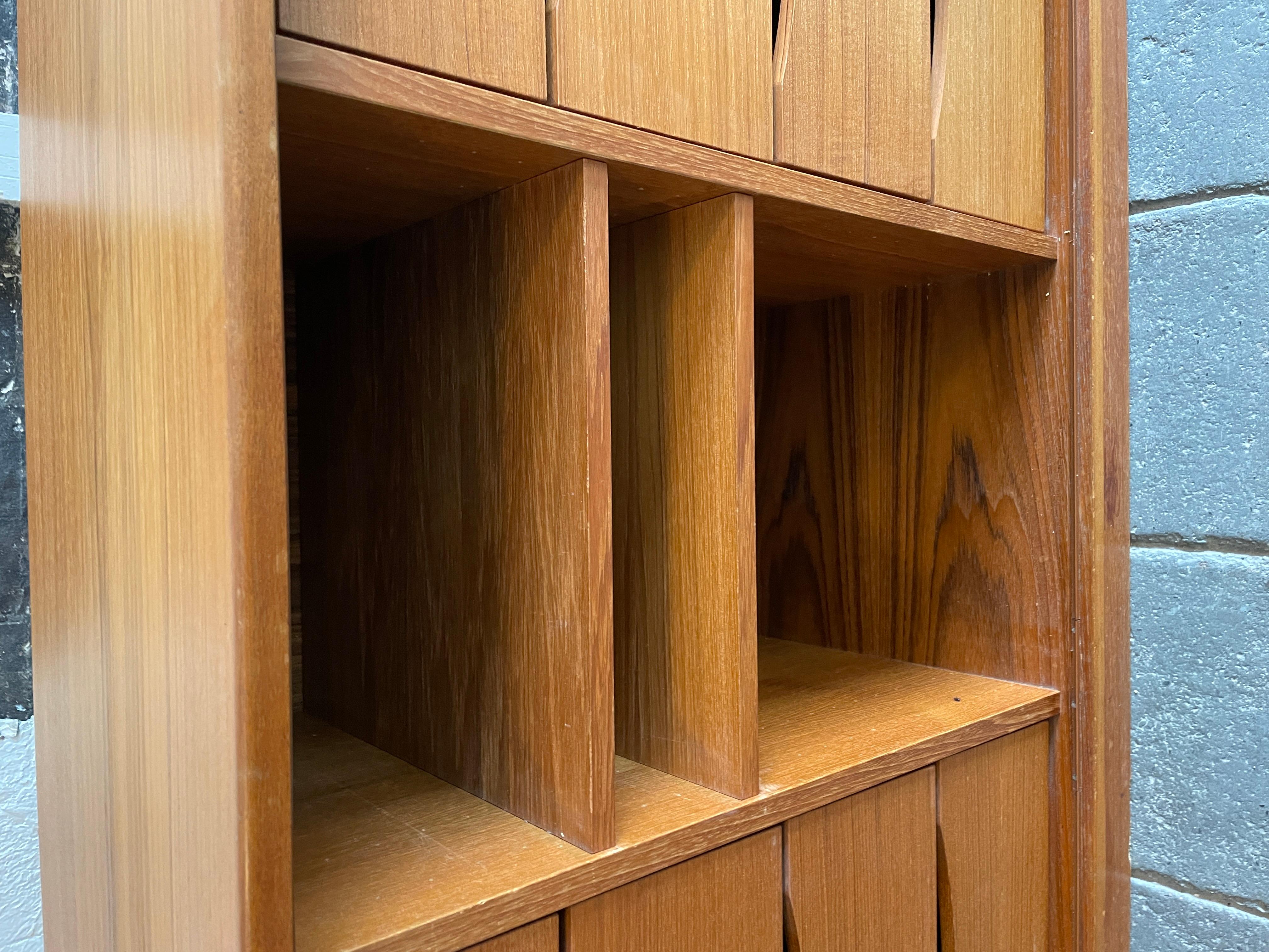 Mid Century Danish Modern Tambour Door Credenza Dresser with 12 Drawer  For Sale 1