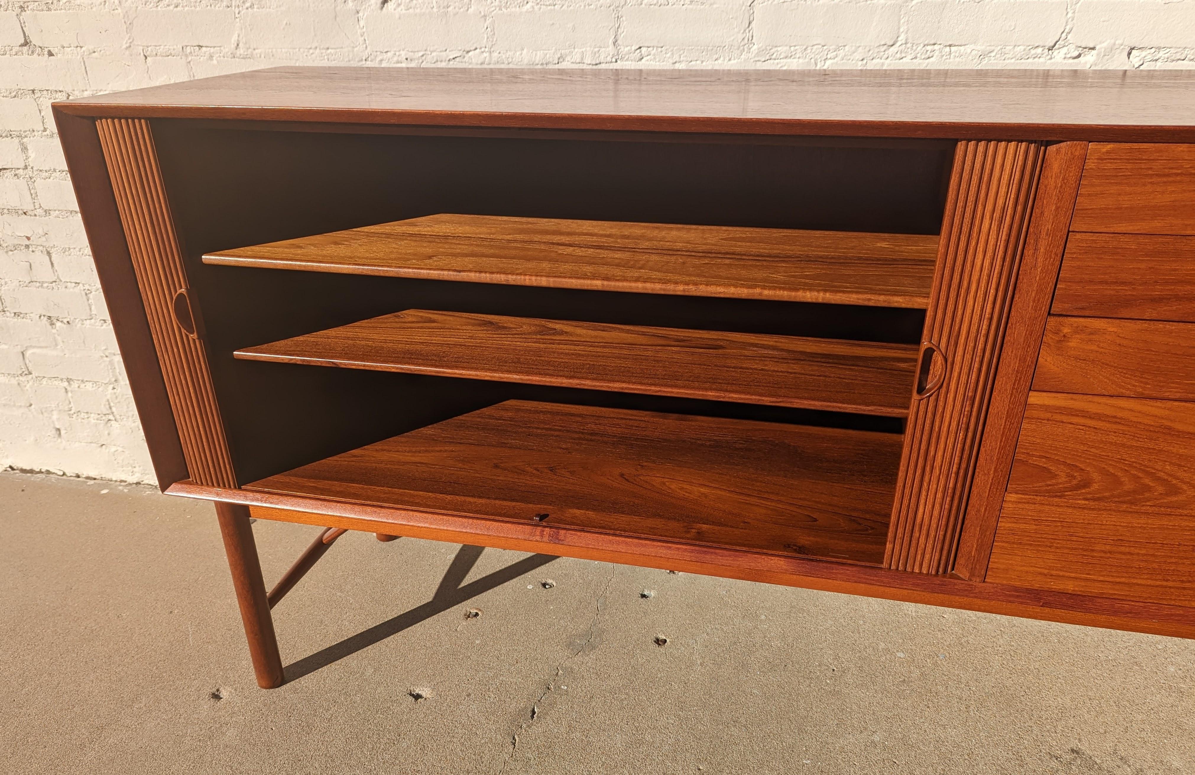 Mid Century Danish Modern Tambour Door Sideboard by Hvidt & Molgaard In Good Condition In Tulsa, OK