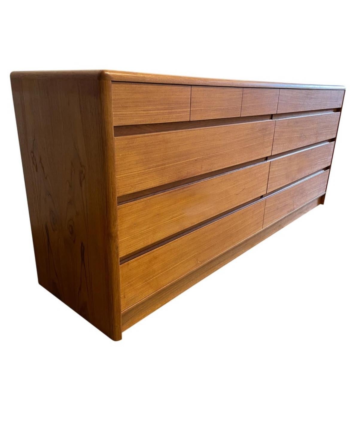 Mid-Century Modern Mid-Century Danish Modern Teak 10 Drawer Credenza Dresser Denmark