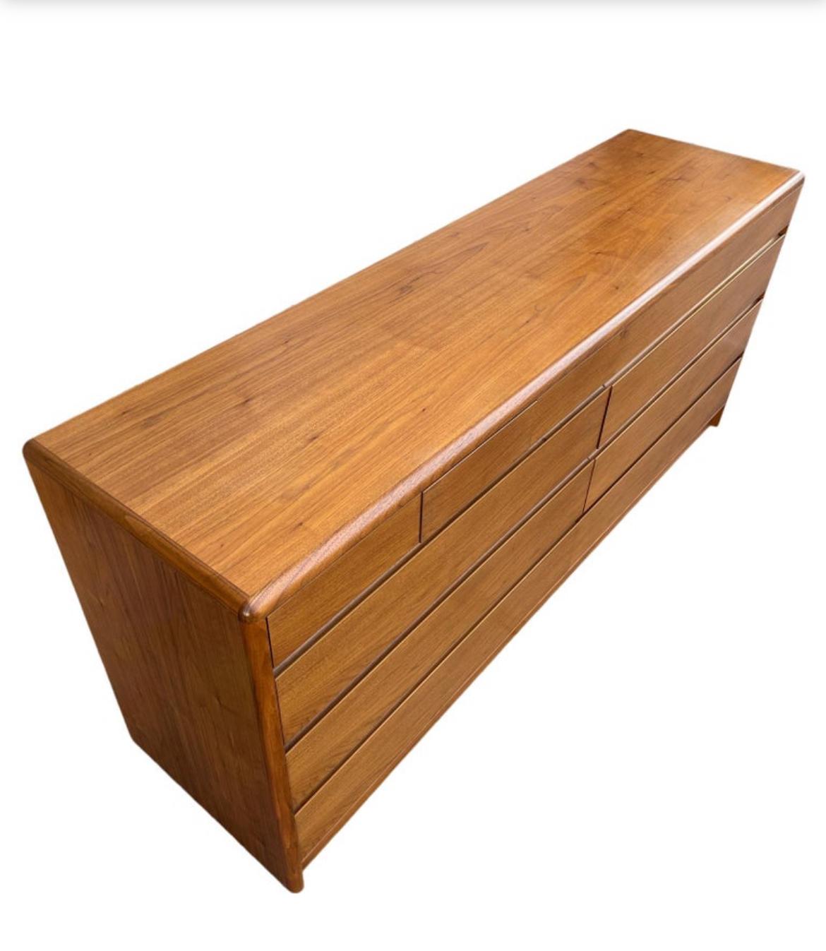 Woodwork Mid-Century Danish Modern Teak 10 Drawer Credenza Dresser Denmark For Sale