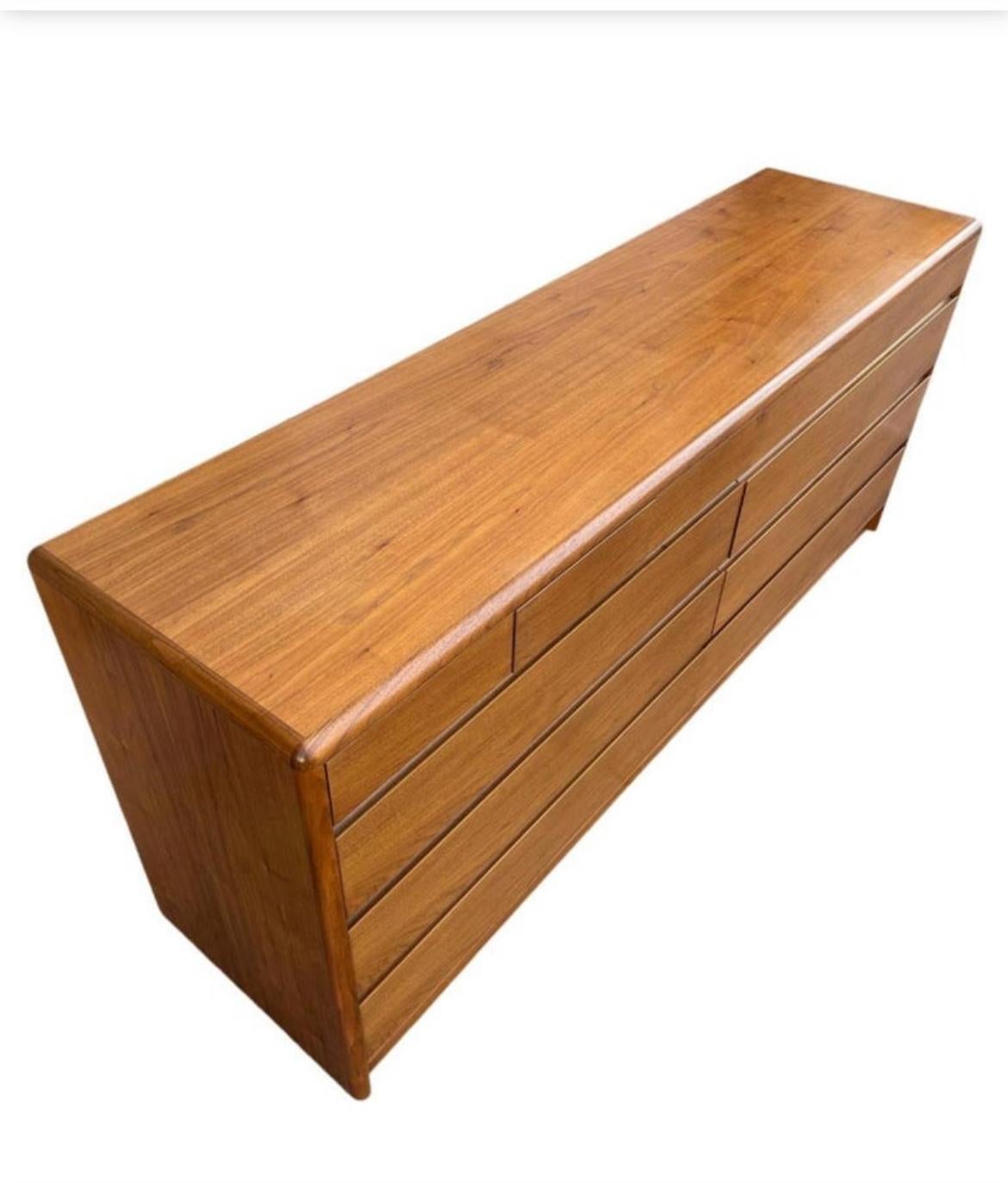 Woodwork Mid-Century Danish Modern Teak 10 Drawer Credenza Dresser Denmark