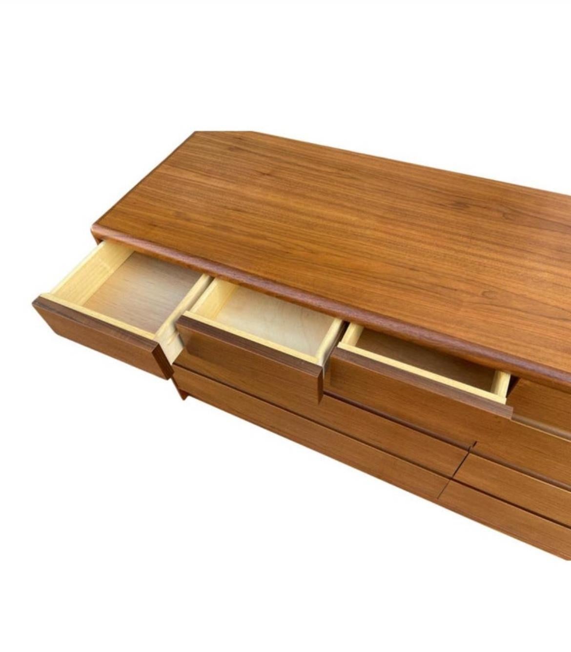 Mid-Century Danish Modern Teak 10 Drawer Credenza Dresser Denmark 1
