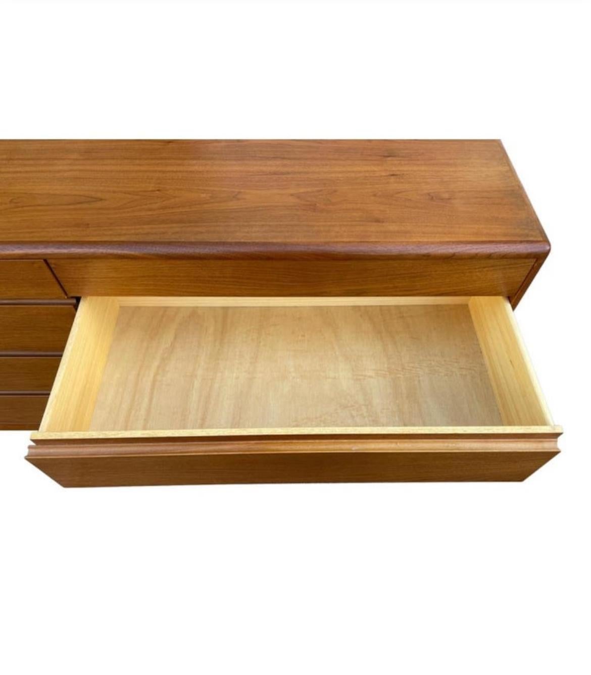 Mid-Century Danish Modern Teak 10 Drawer Credenza Dresser Denmark 2
