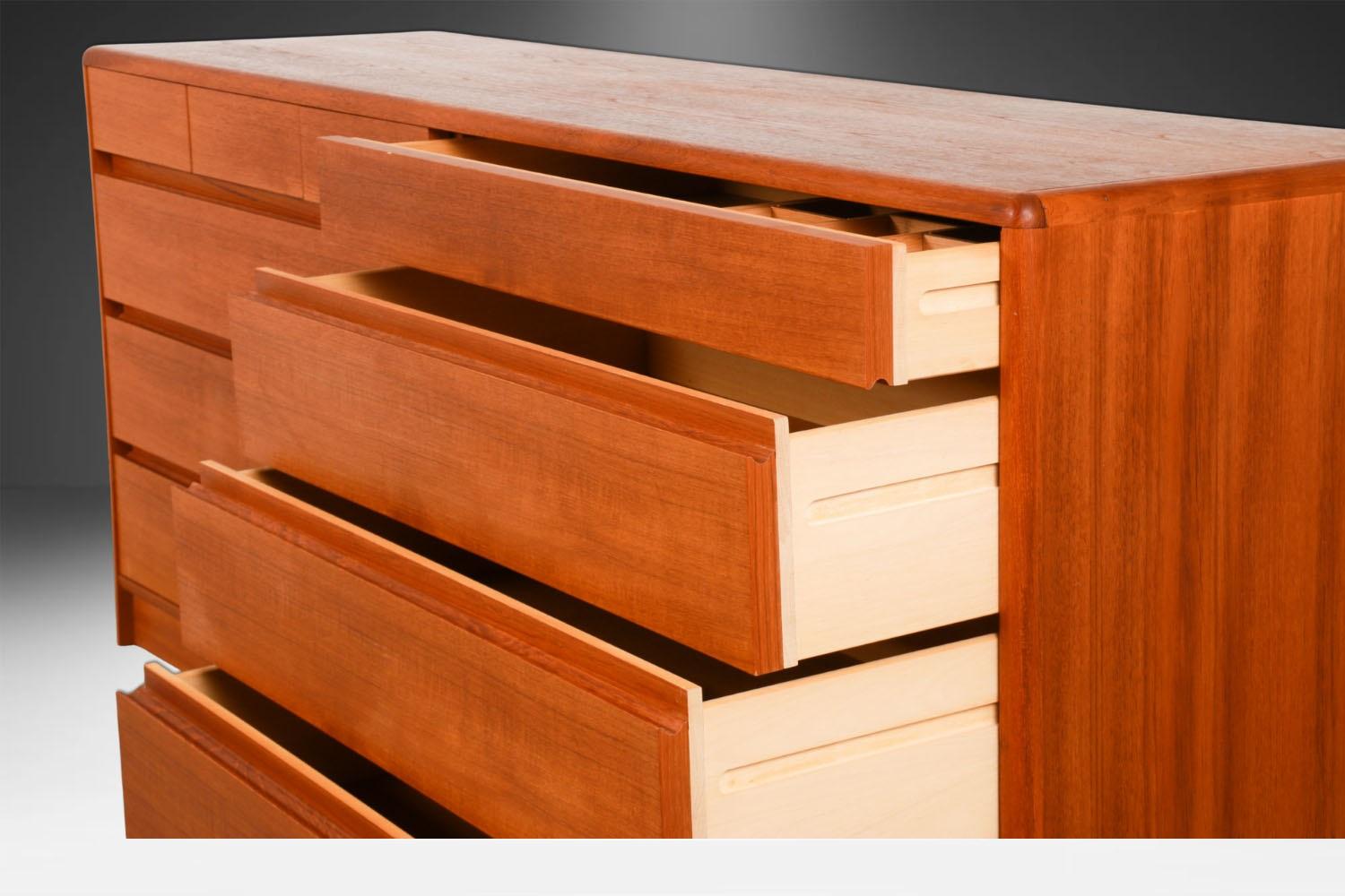 Mid Century Danish Modern Teak 10 Drawer Dresser Denmark For Sale 1