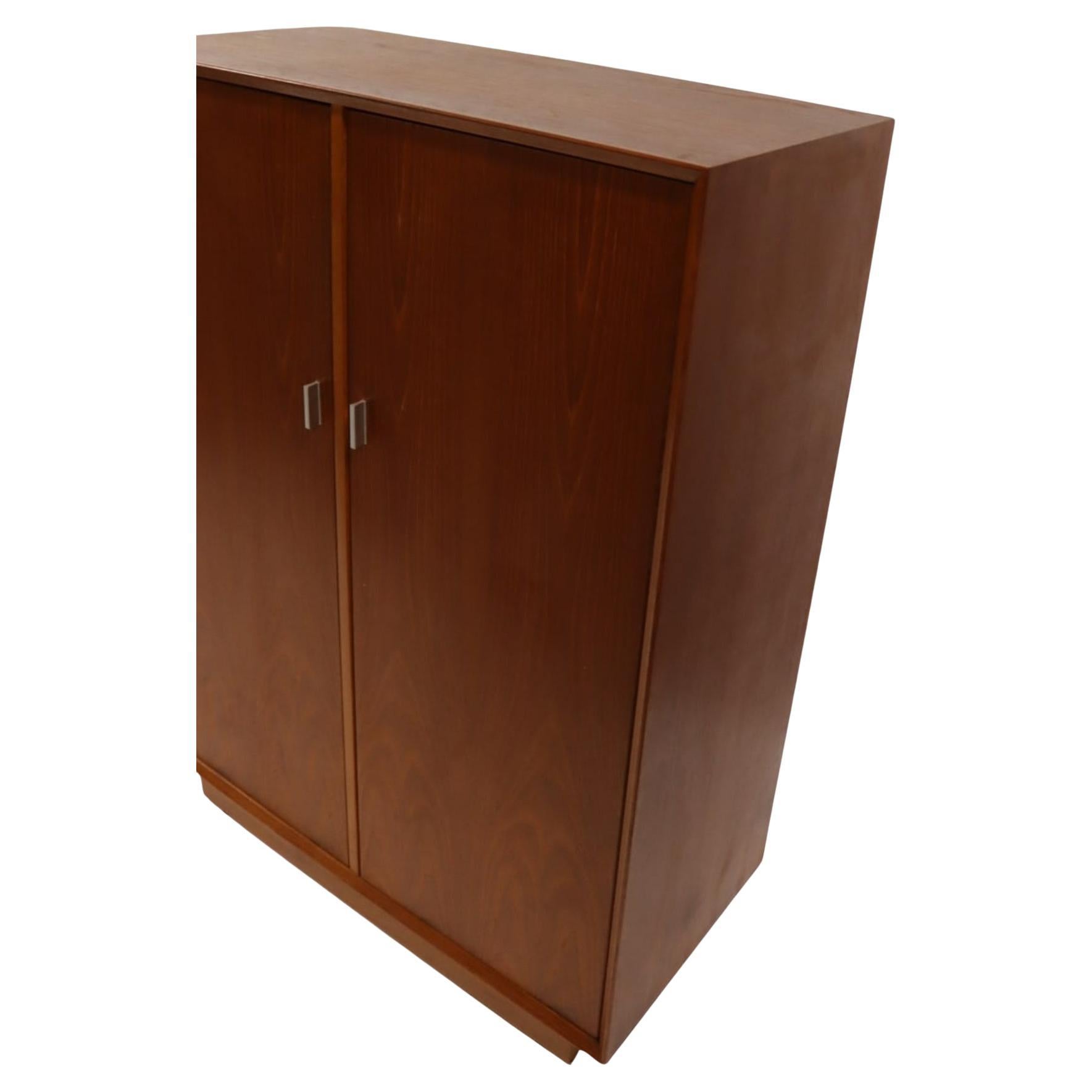 Mid-Century Modern Mid century danish modern teak 2 door wardrobe storage cabinet