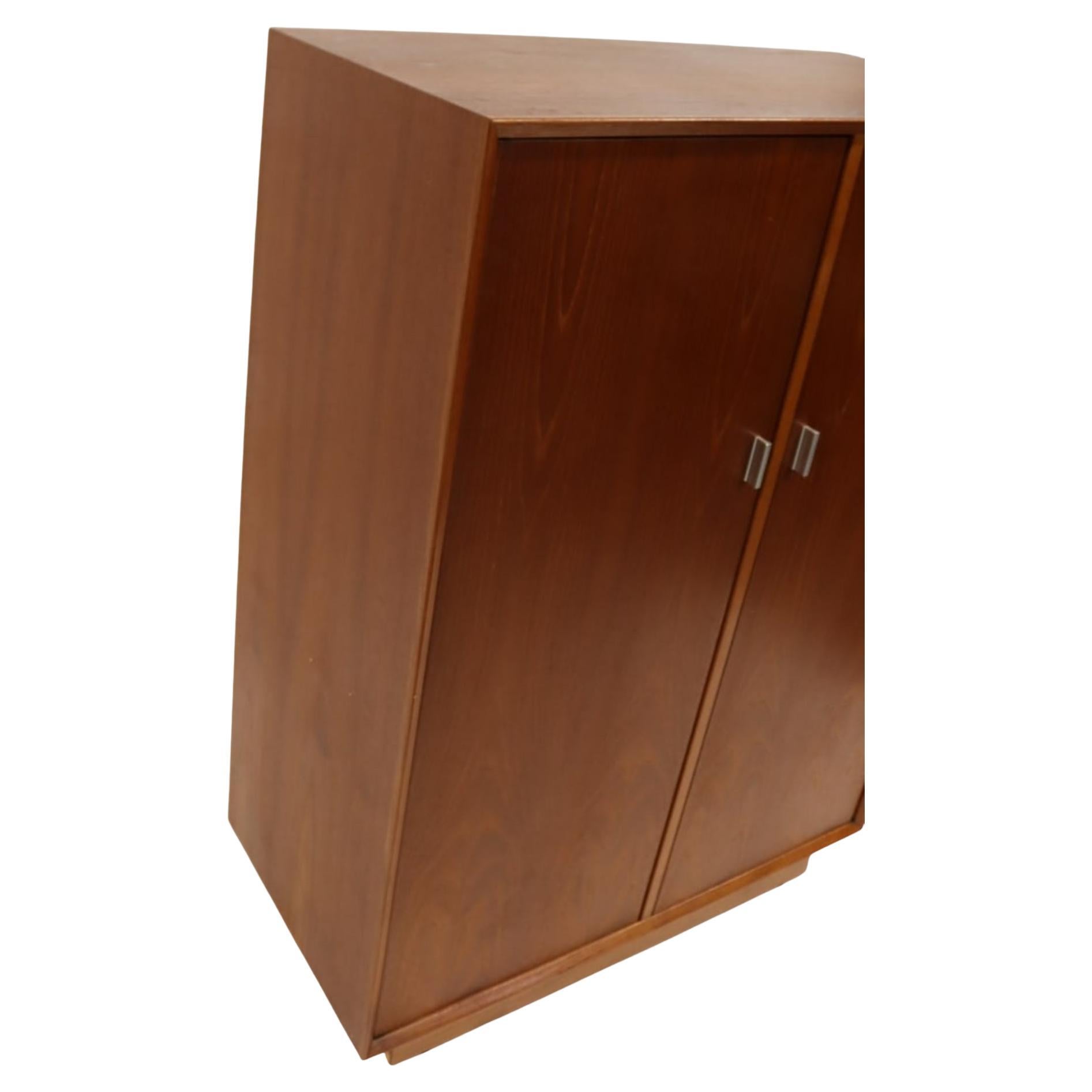 Danish Mid century danish modern teak 2 door wardrobe storage cabinet