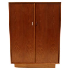 Mid century danish modern teak 2 door wardrobe storage cabinet