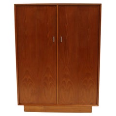 Mid century danish modern teak 2 door wardrobe storage cabinet