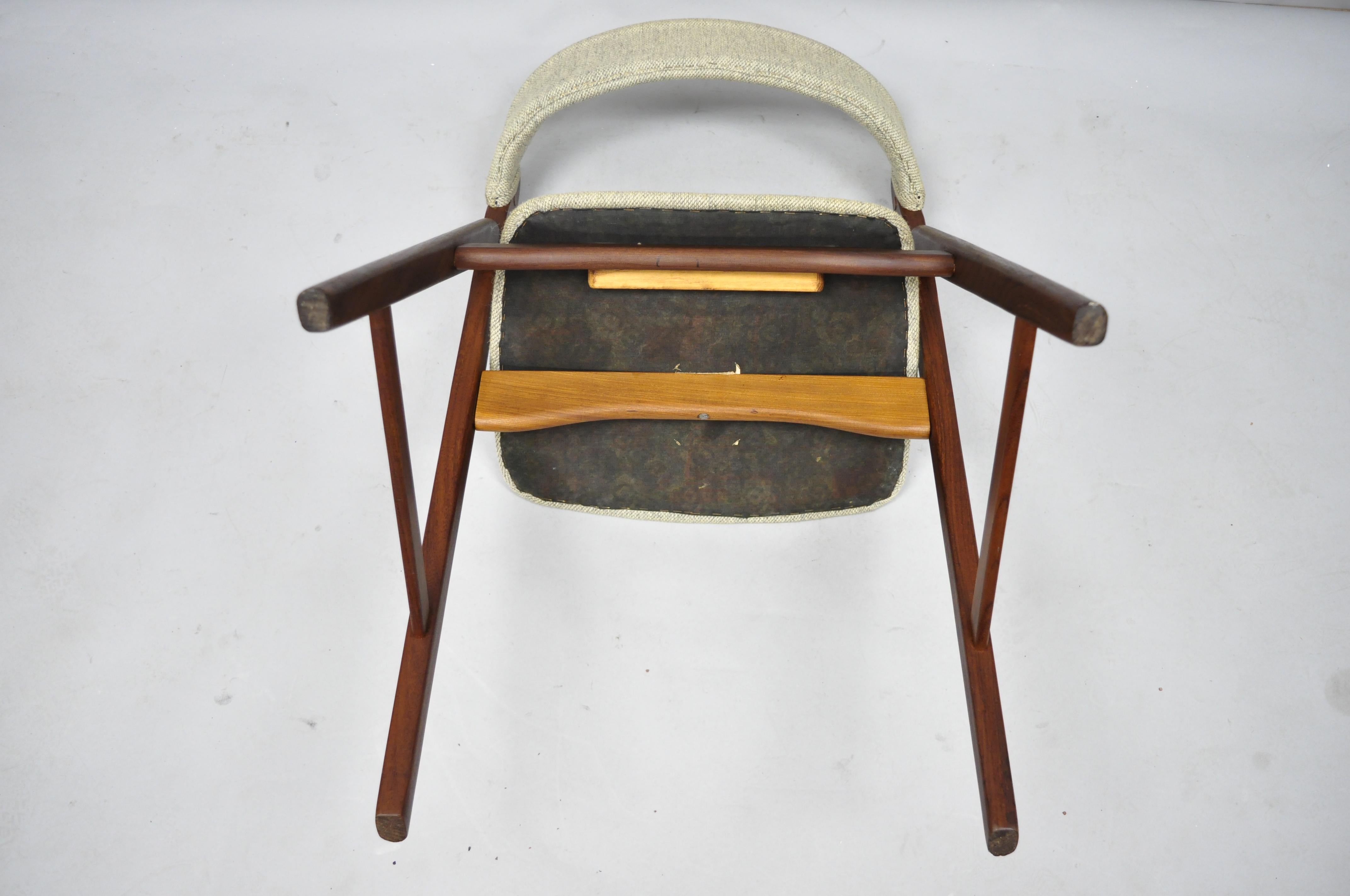 Midcentury Danish Modern Teak A-Frame Dining Chair by T.H. Harlev Farstrup For Sale 3