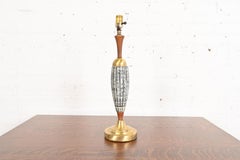 Mid-Century Danish Modern Teak and Brass Table Lamp