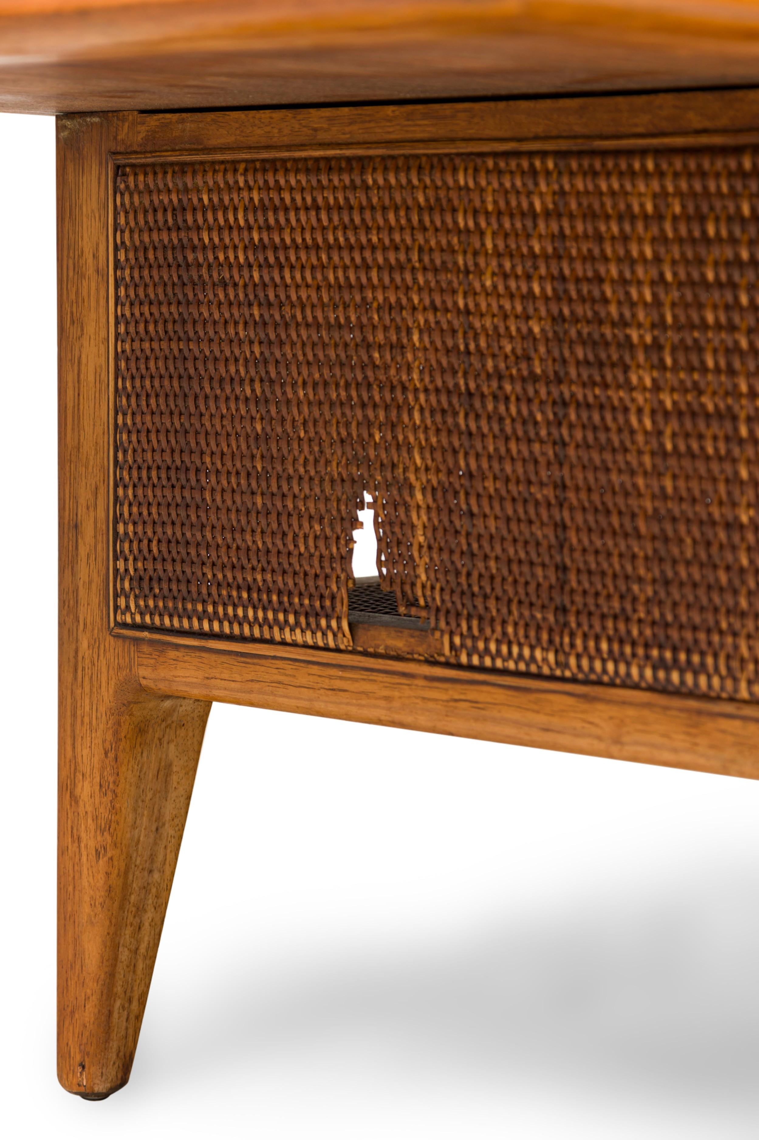 Mid-Century Danish Modern Teak and Cane Low Coffee Table, Style of Hans Wegner For Sale 4