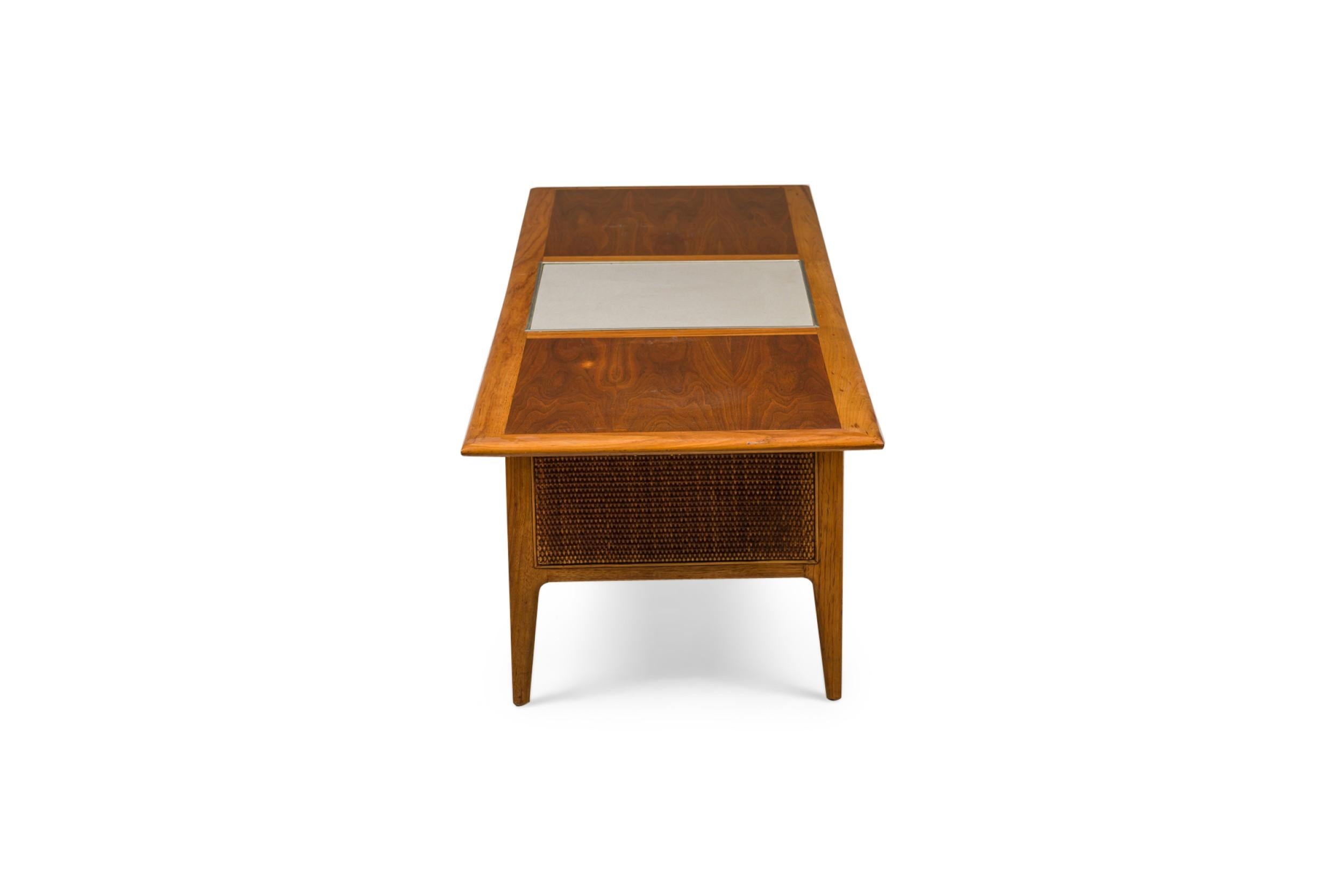Scandinavian Modern Mid-Century Danish Modern Teak and Cane Low Coffee Table, Style of Hans Wegner For Sale