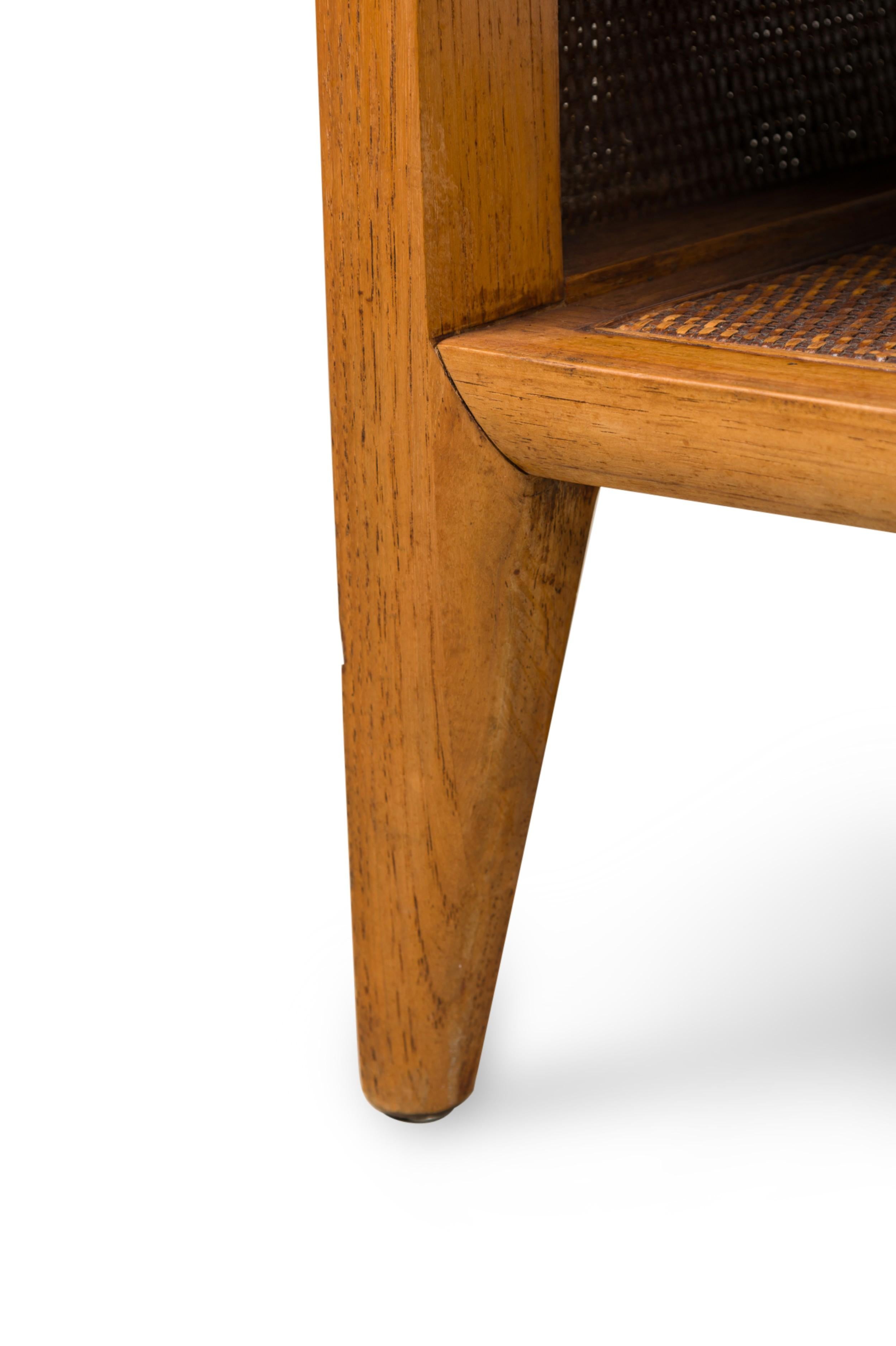 Mid-Century Danish Modern Teak and Cane Low Coffee Table, Style of Hans Wegner For Sale 2