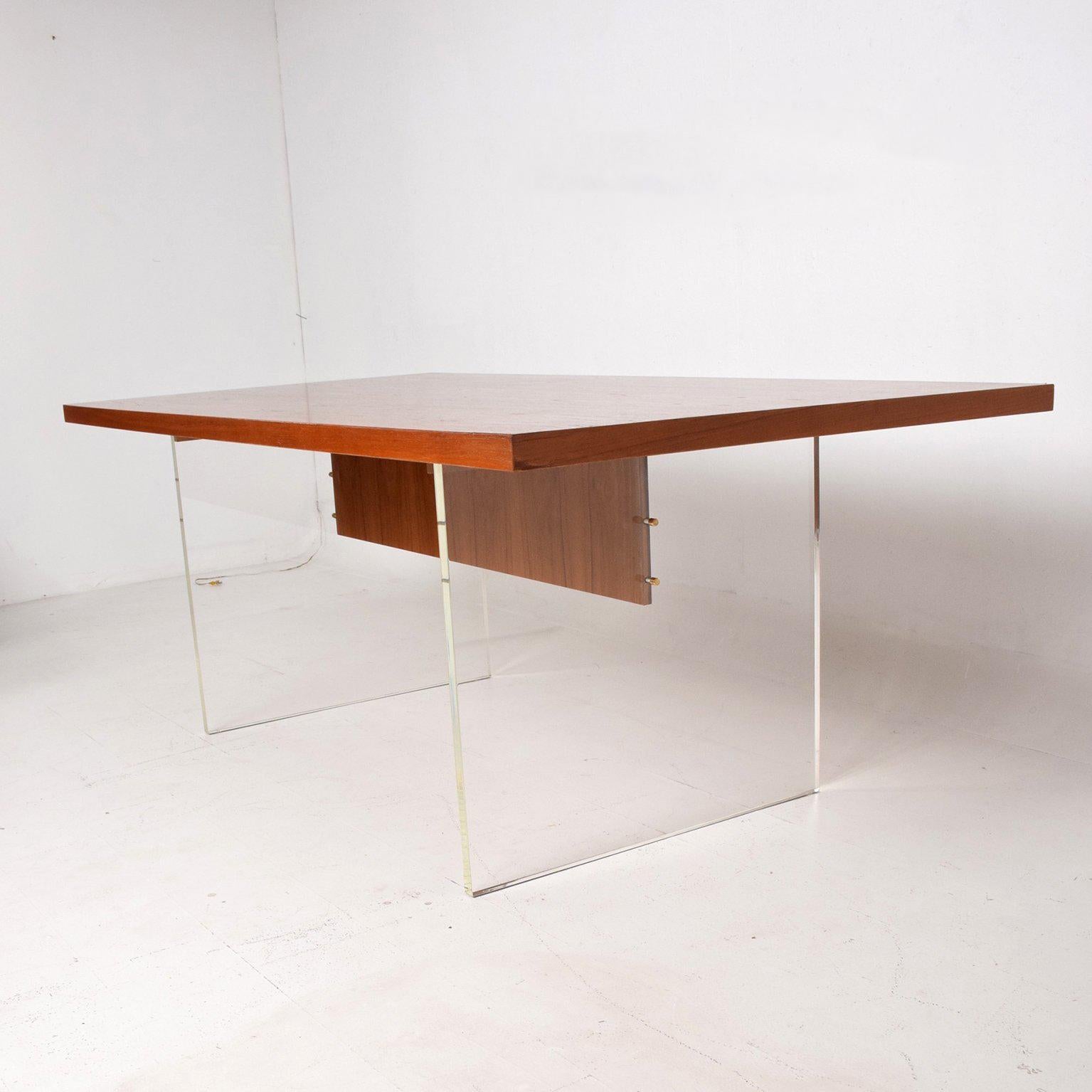 Unknown Mid-Century Danish Modern Teak and Lucite Dining Table