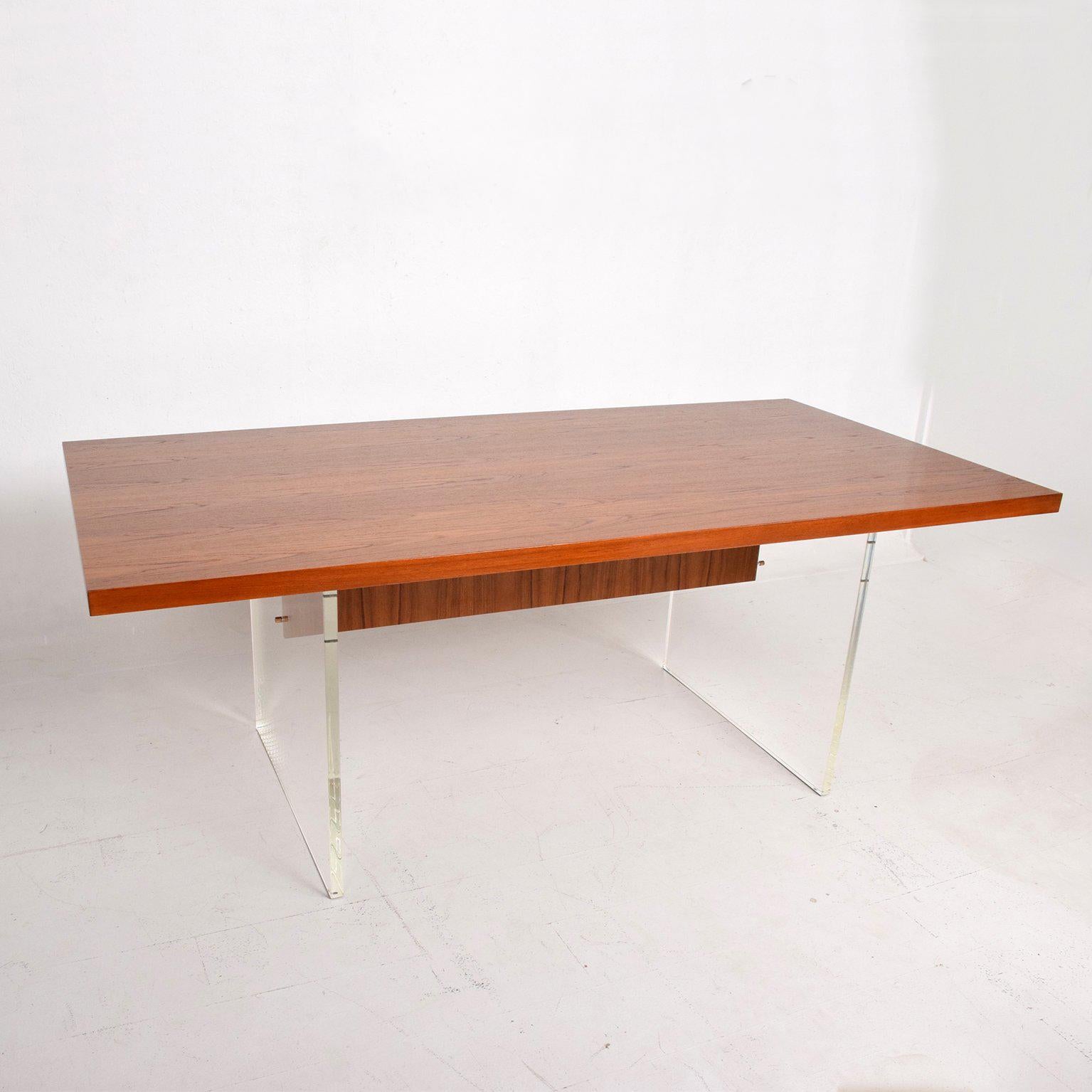 Mid-Century Danish Modern Teak and Lucite Dining Table 1