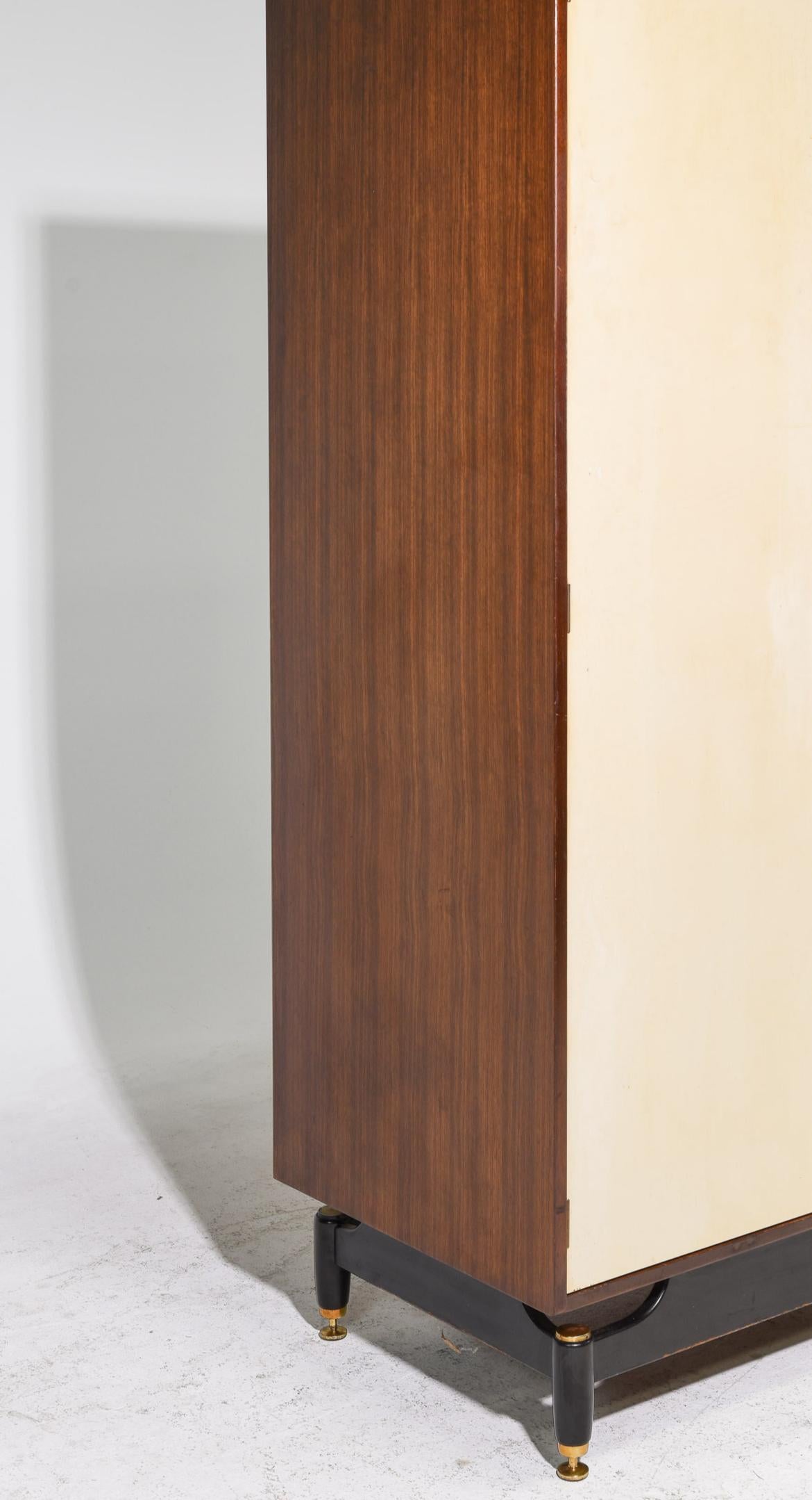 Scandinavian Modern Mid century Danish modern teak and white lacquer wardrobe dresser armoire