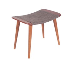 Midcentury Danish Modern Teak and Wool Tweed Ottoman, Foot Stool or Bench
