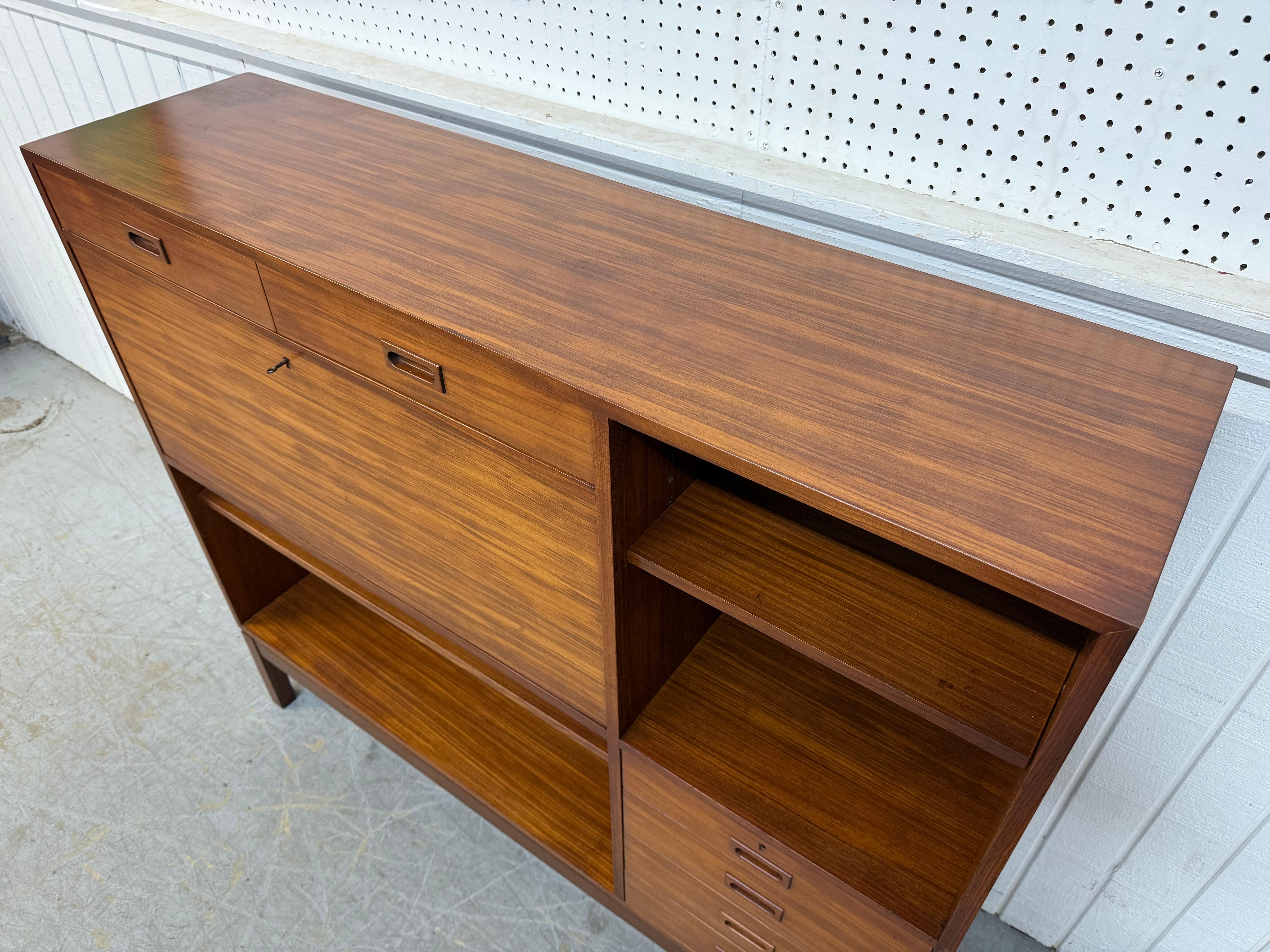 Wood Mid-Century Danish Modern Teak Bar Cabinet For Sale