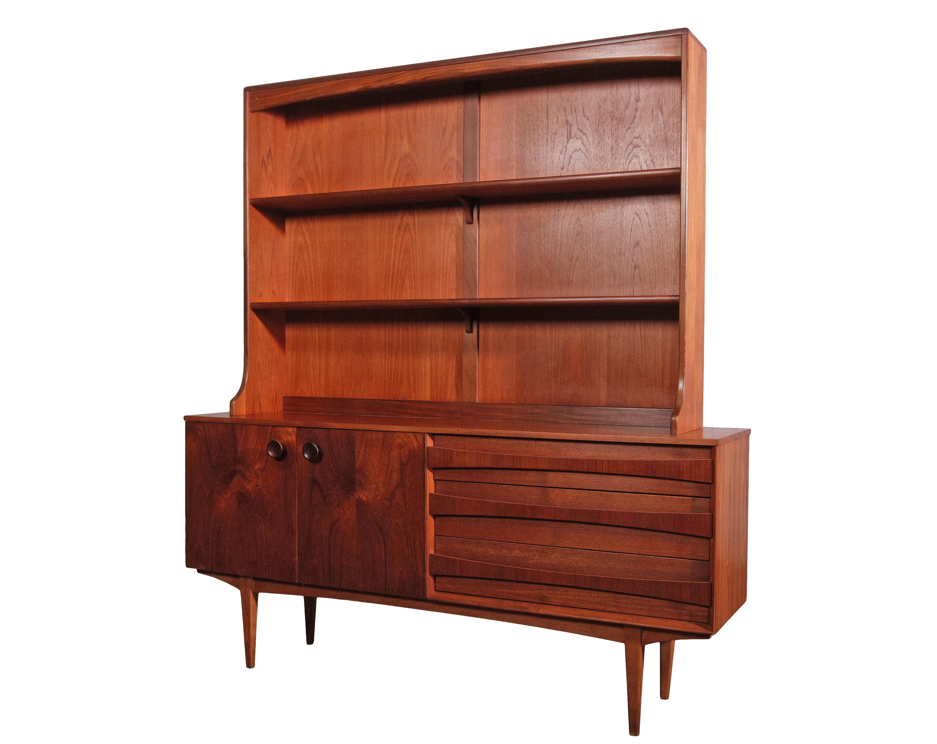 Mid-Century Modern Mid-Century Danish Modern Teak Bookshelf Hutch