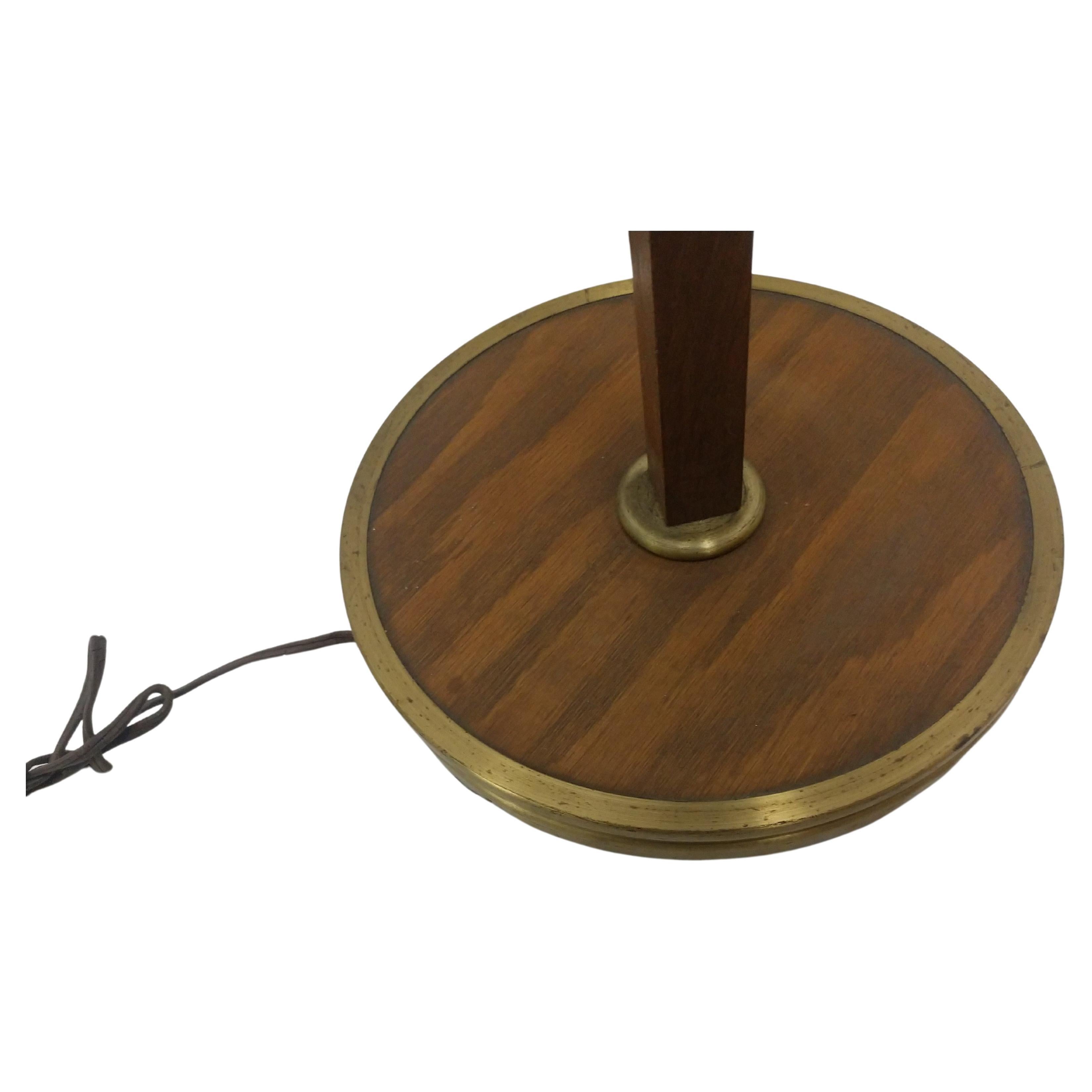 Scandinavian Modern Mid-Century Danish Modern Teak & Brass Reading Floor Lamp For Sale