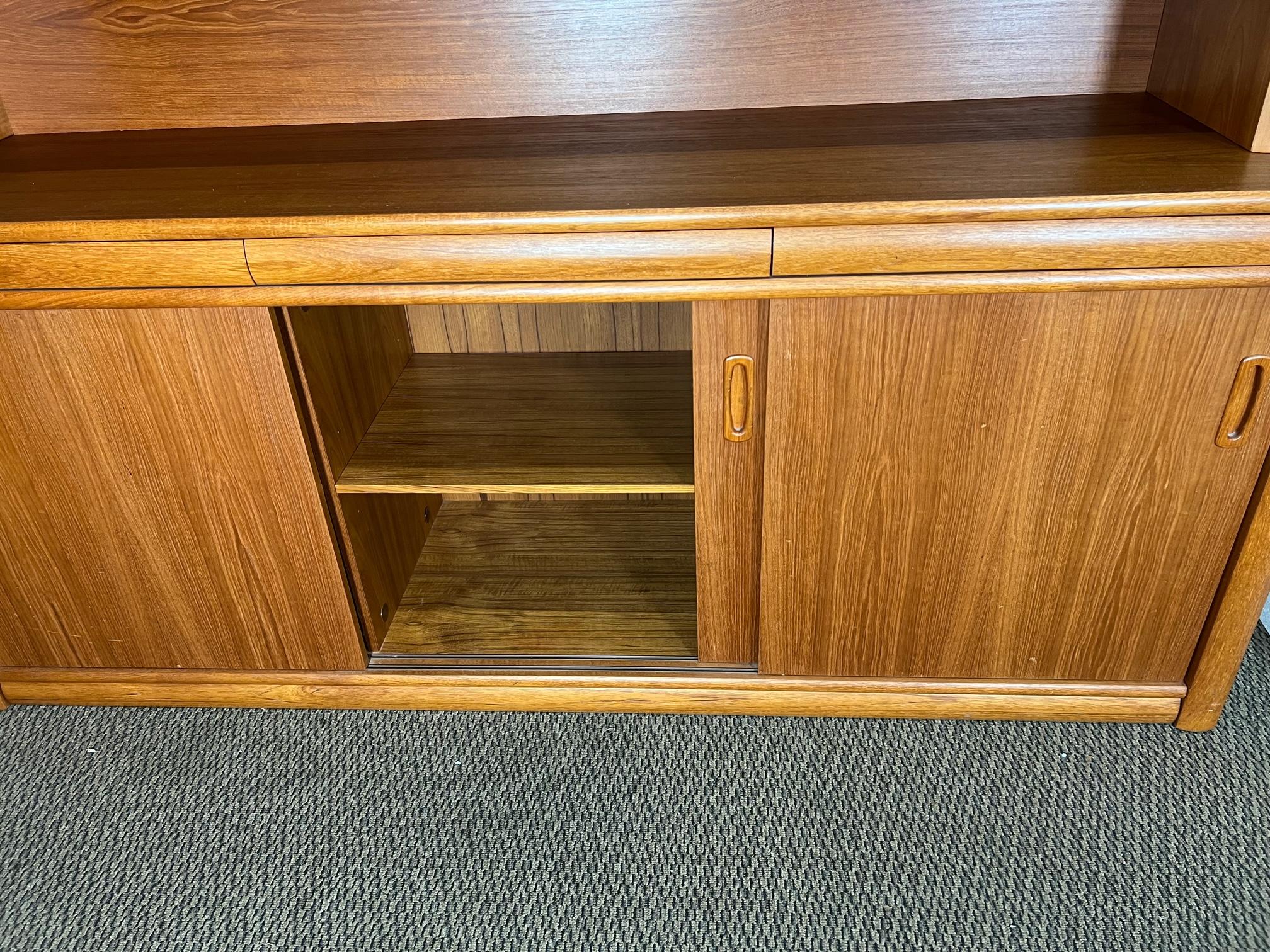 Mid Century Danish Modern Teak Buffet Display China Cabinet With Hutch And Light 2