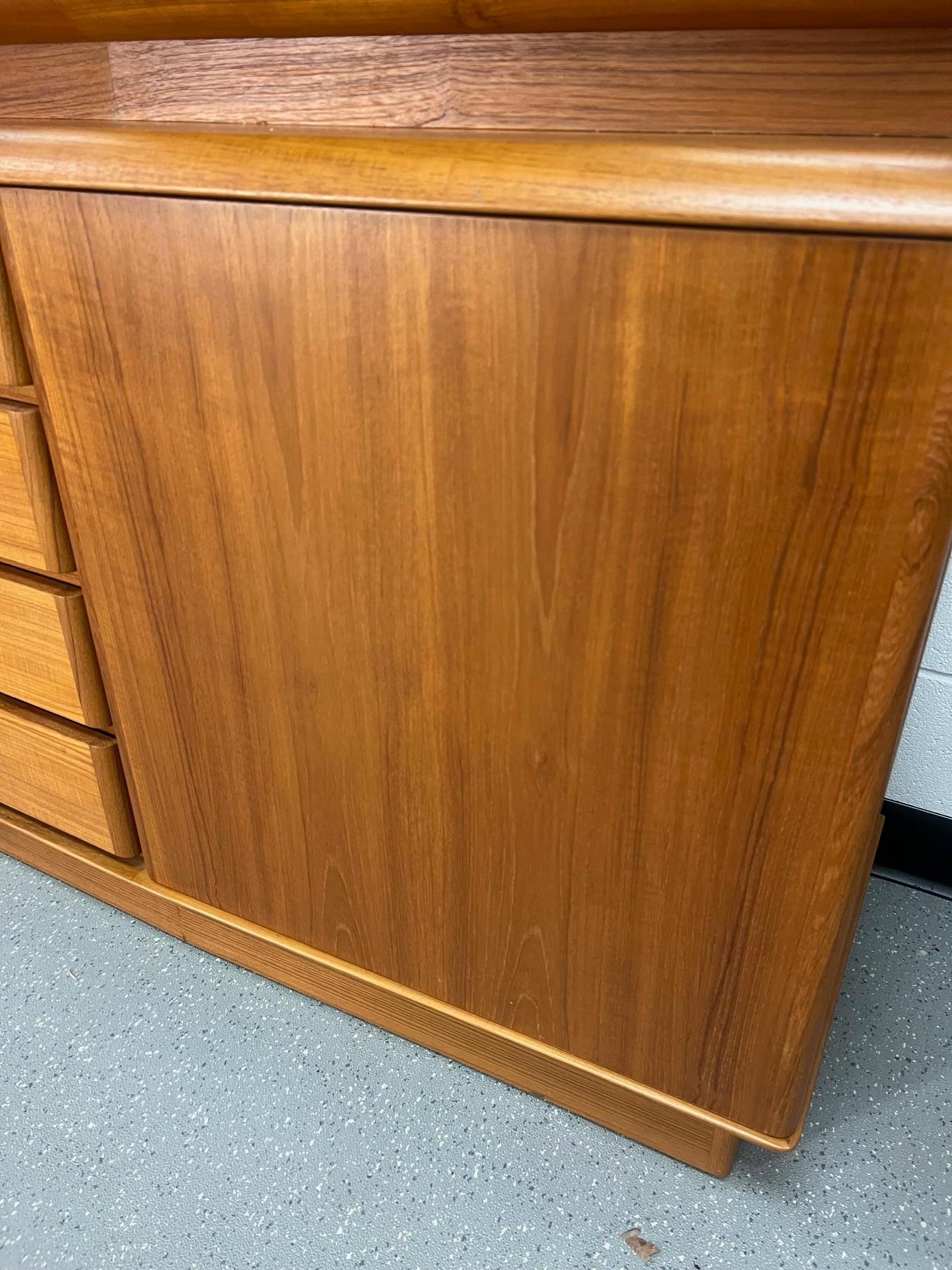 Mid Century Danish Modern Teak Buffet Hutch Display China Cabinet Bow Front For Sale 4