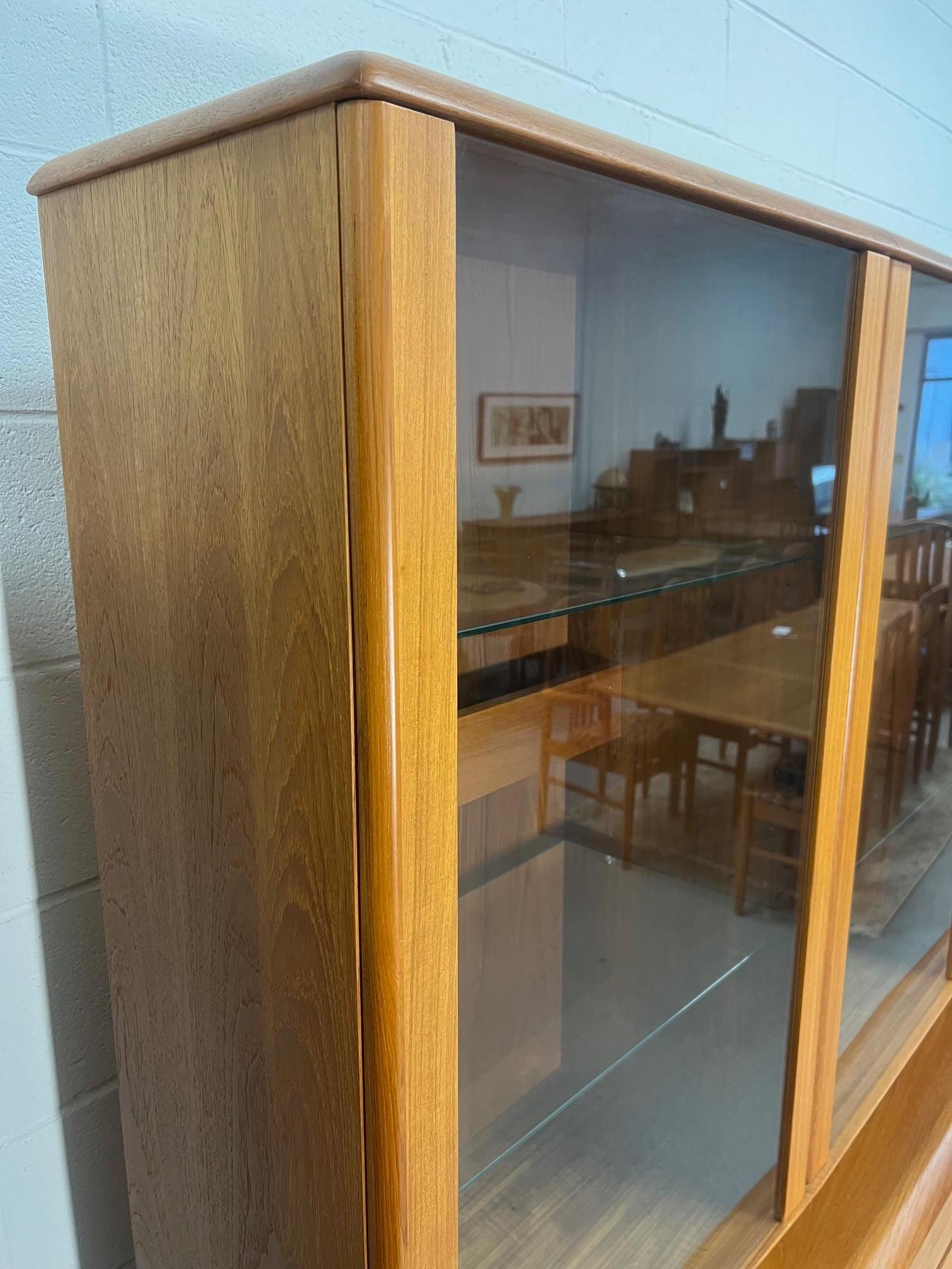 Mid Century Danish Modern Teak Buffet Hutch Display China Cabinet Bow Front For Sale 11