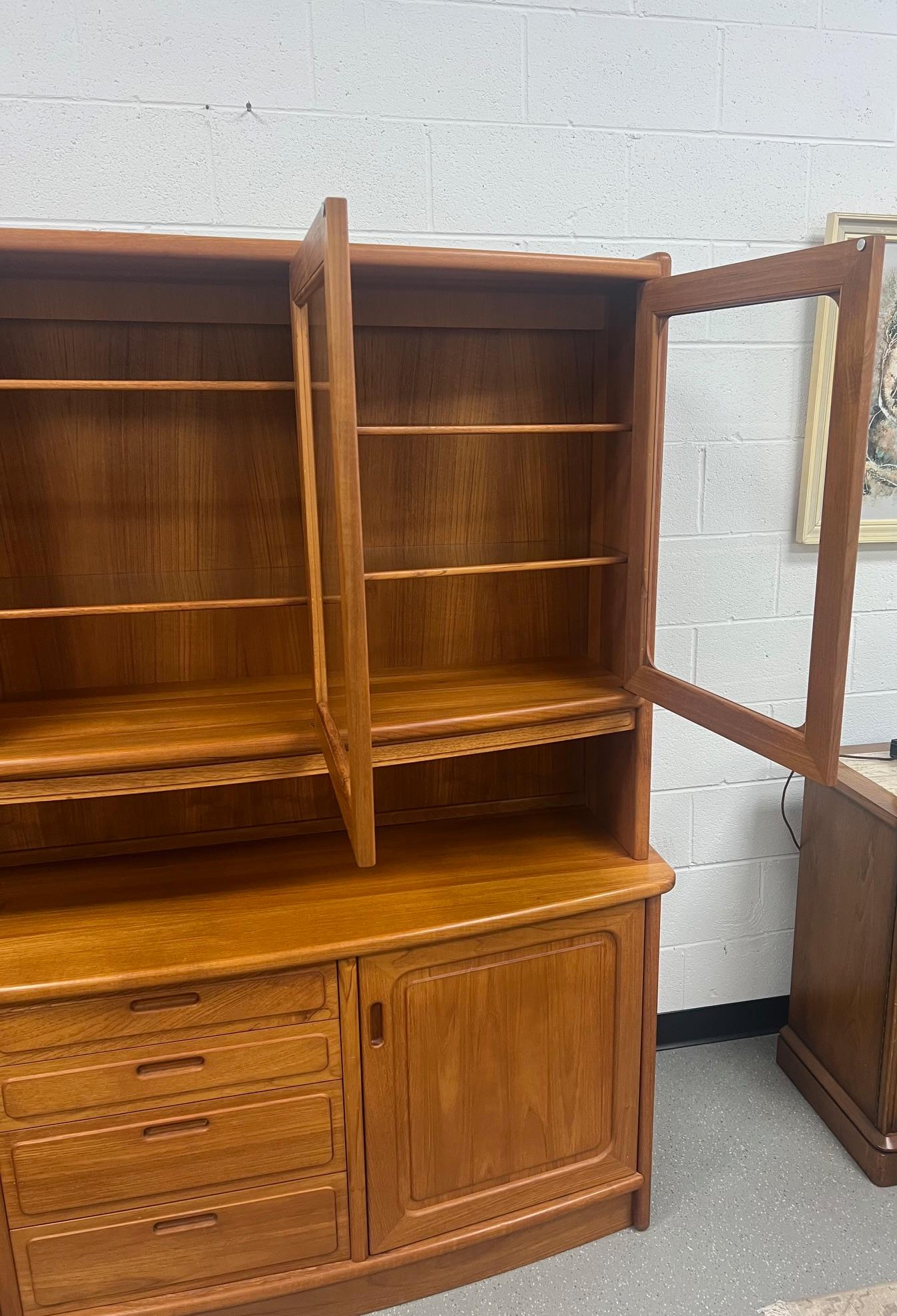 Mid-Century Modern Mid Century Danish Modern Teak Buffet Hutch Display China Cabinet Bow Front