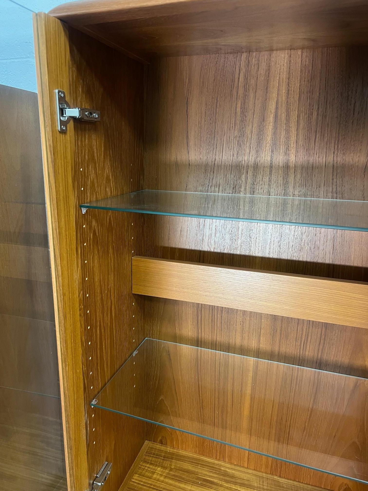 Mid-Century Modern Mid Century Danish Modern Teak Buffet Hutch Display China Cabinet Bow Front For Sale