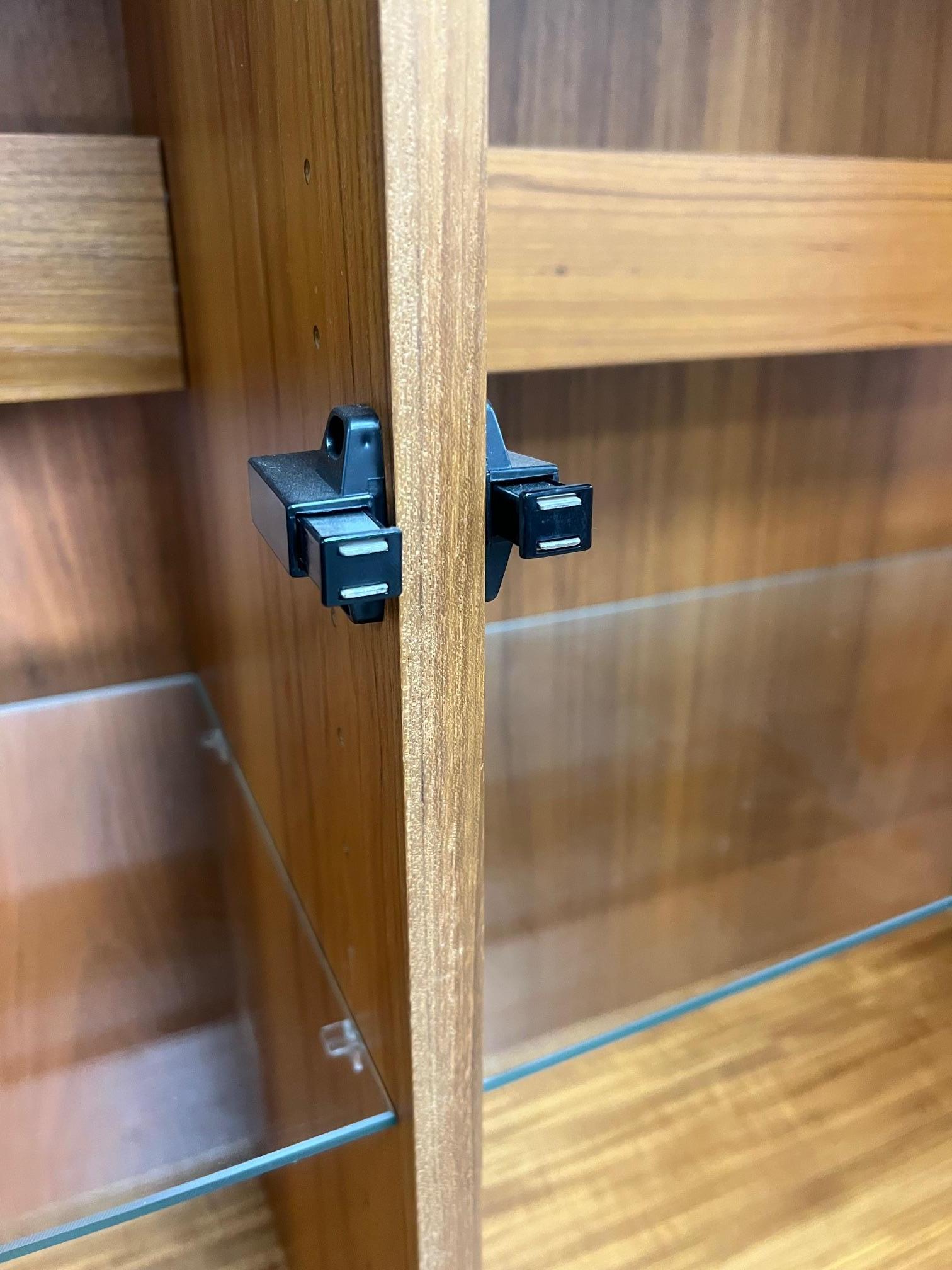 20th Century Mid Century Danish Modern Teak Buffet Hutch Display China Cabinet Bow Front For Sale