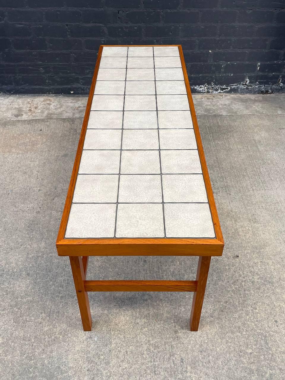 Mid-20th Century Mid-Century Danish Modern Teak & Ceramic Top Console Table by Trioh For Sale