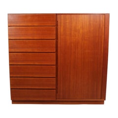 Mid Century Danish Modern Teak Chifferobe Wardrobe Armoire