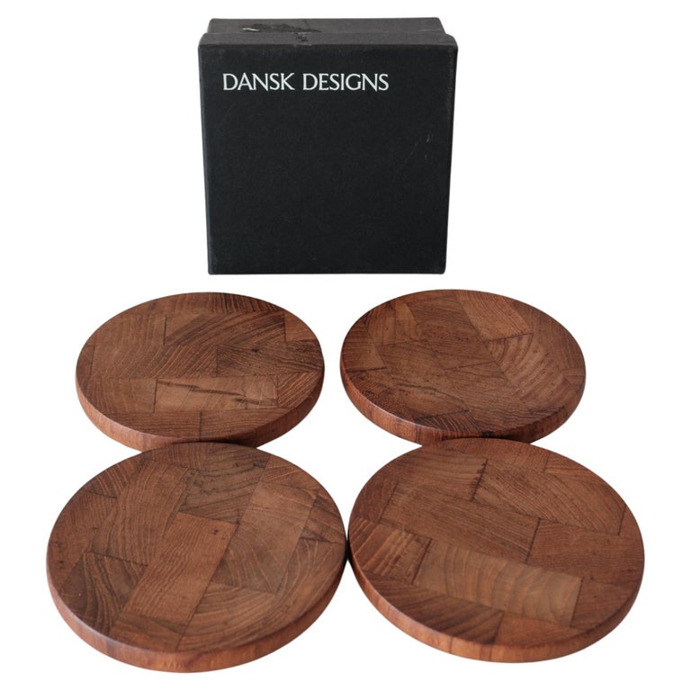 Set of Four Marble Coasters with Brass Stag Accent - Dansk